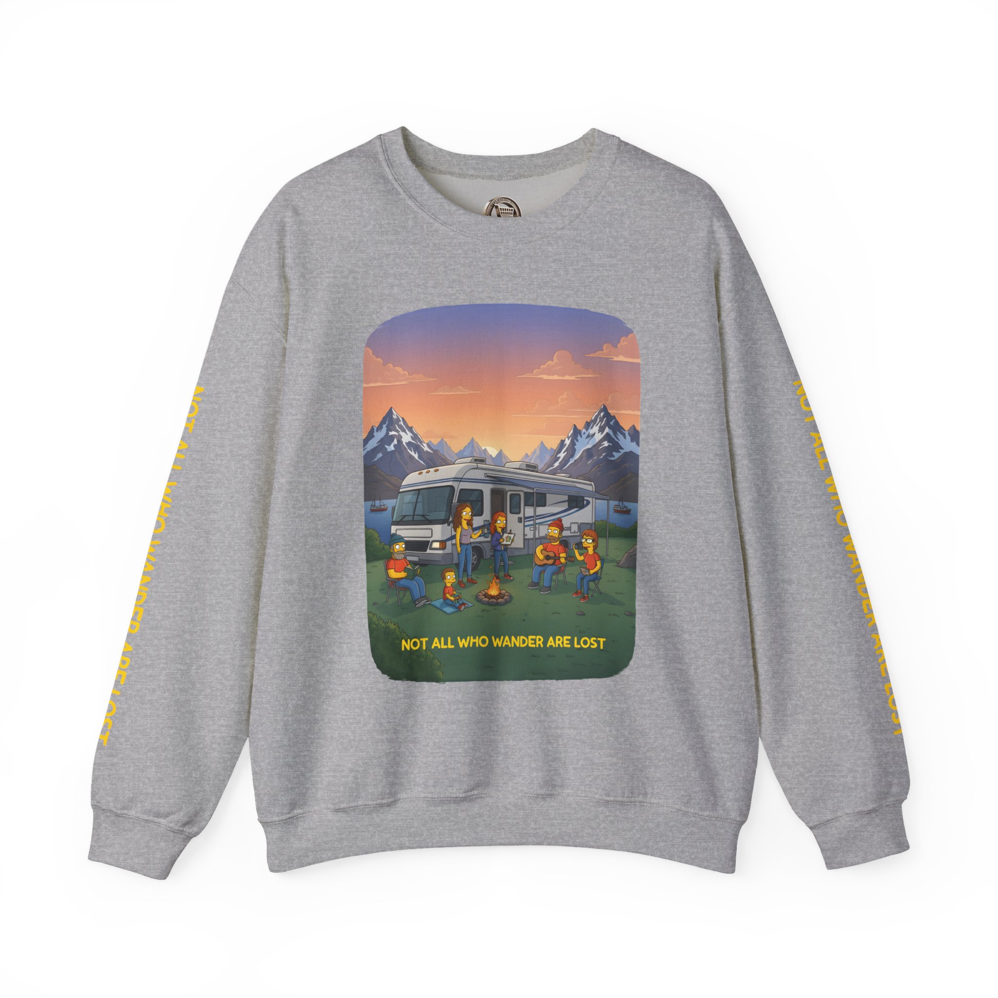 Unisex Heavy Blend™ Crewneck Sweatshirt — "Not All Who Wander Are Lost" Design Sitcom-Line