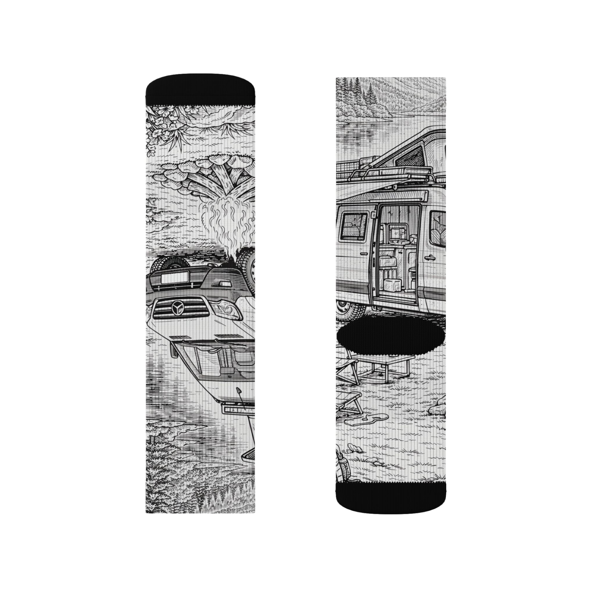 Sublimation Socks — Retro Camper Roadtrip Crew Socks