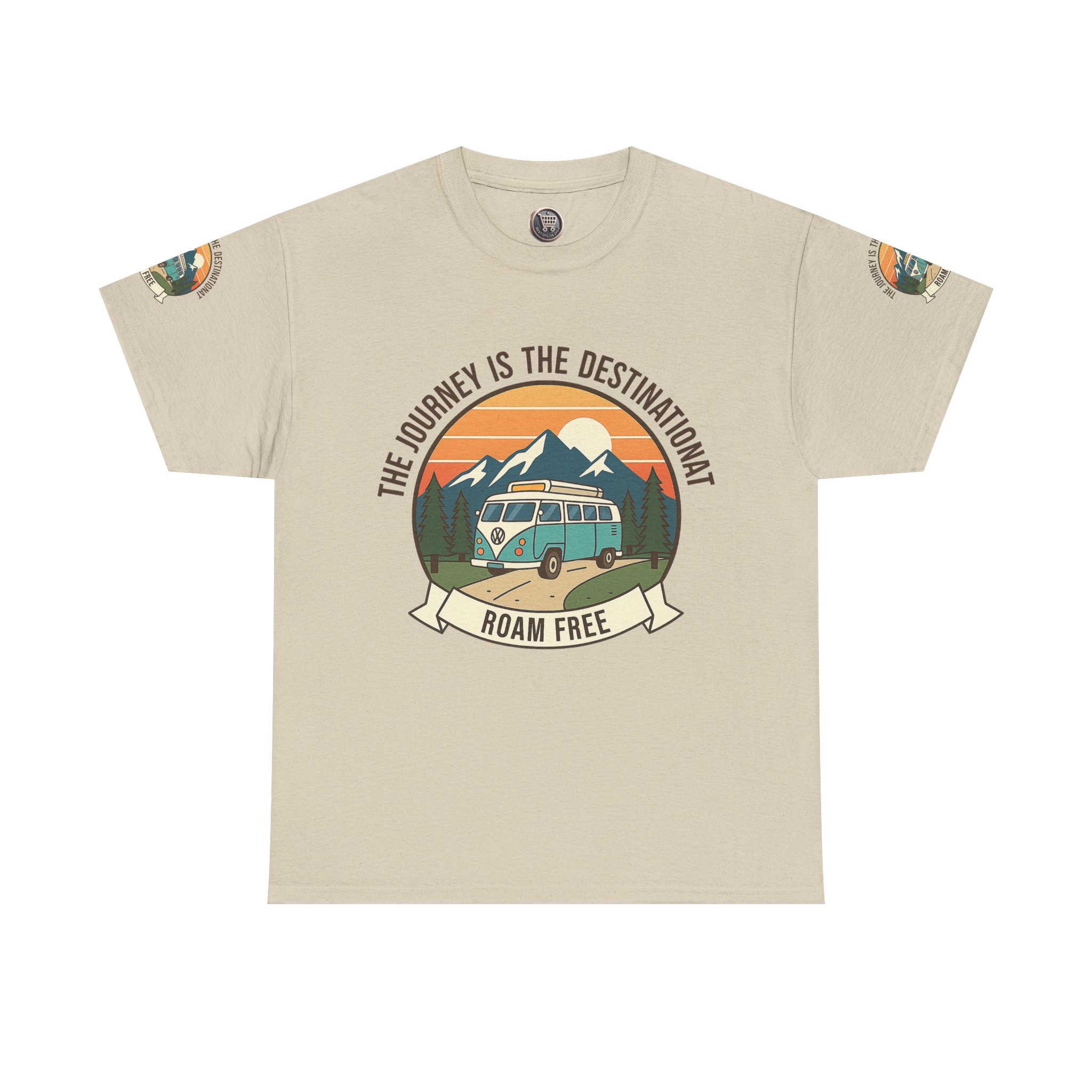 Unisex Heavy Cotton Tee — "The Journey Is The Destination" Roam Free Travel Shirt