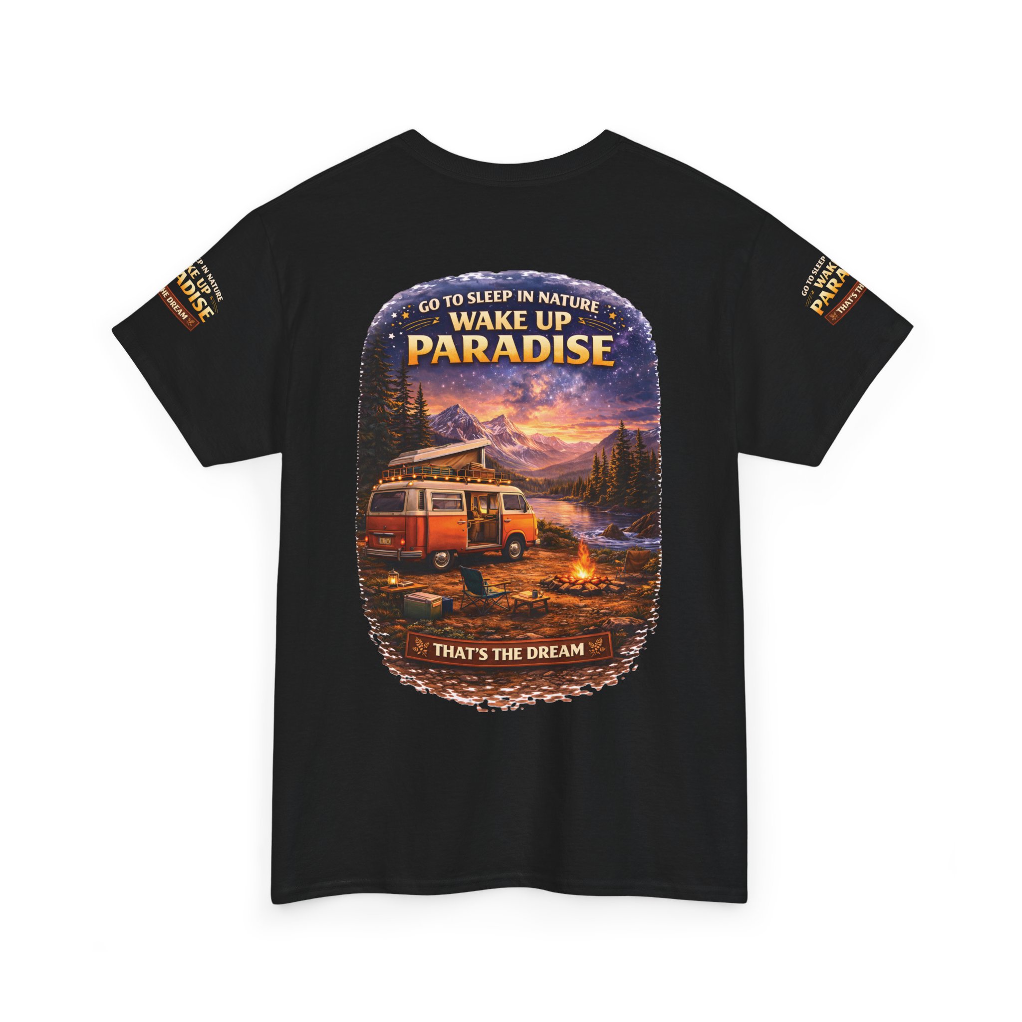Unisex Heavy Cotton Tee — "Go To Sleep In Nature " Design Scenic-Line