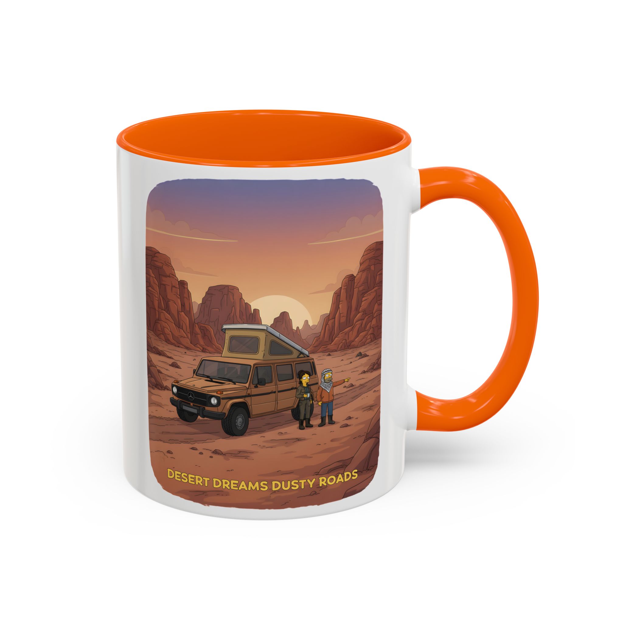 Accent Coffee Mug (11, 15oz) — "Desert Dreams Dusty Roads" Design Sitcom-Line