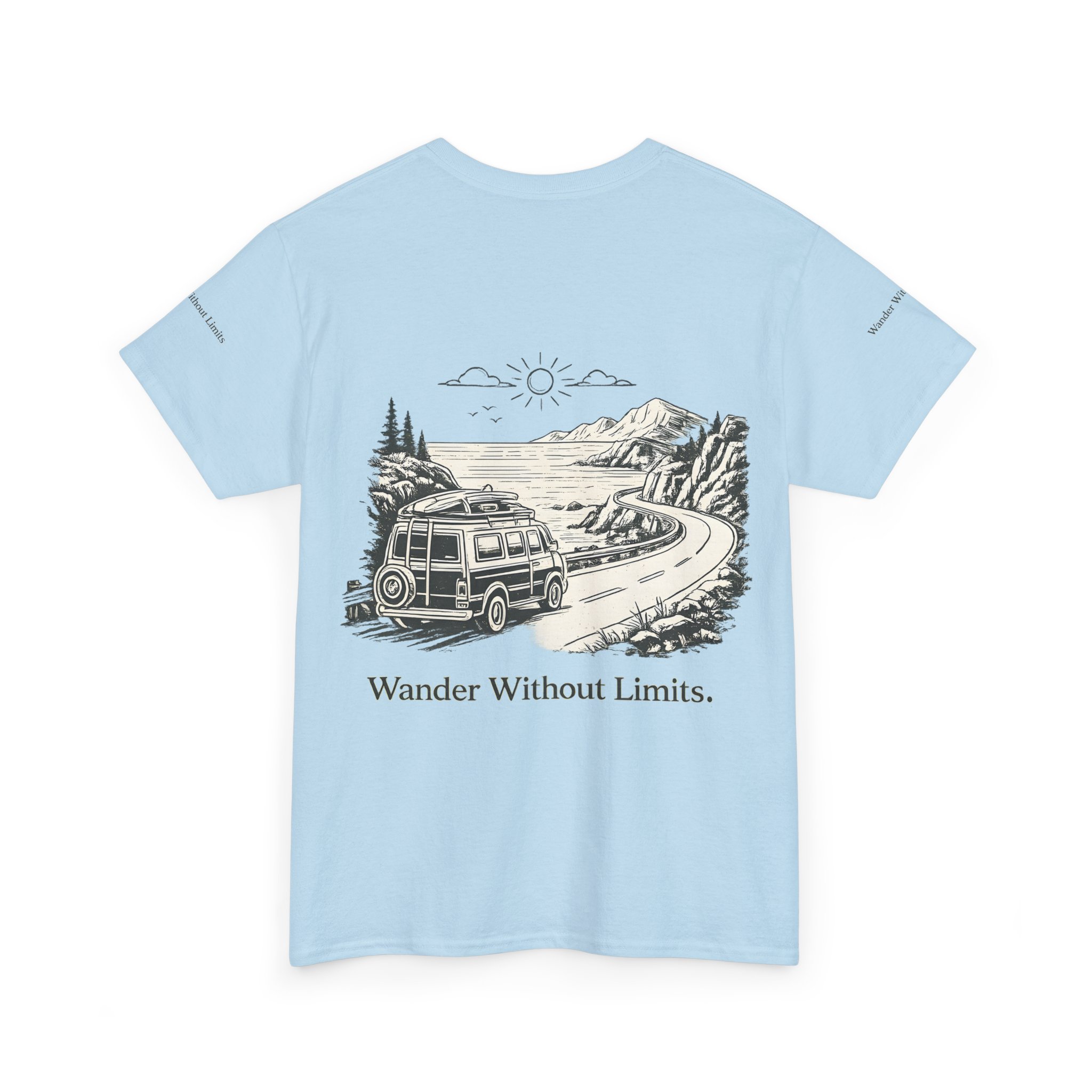 6133585402207306228_2048.jpeg Unisex Heavy Cotton Tee — "Wander Without Limits" Design Minimal-Line