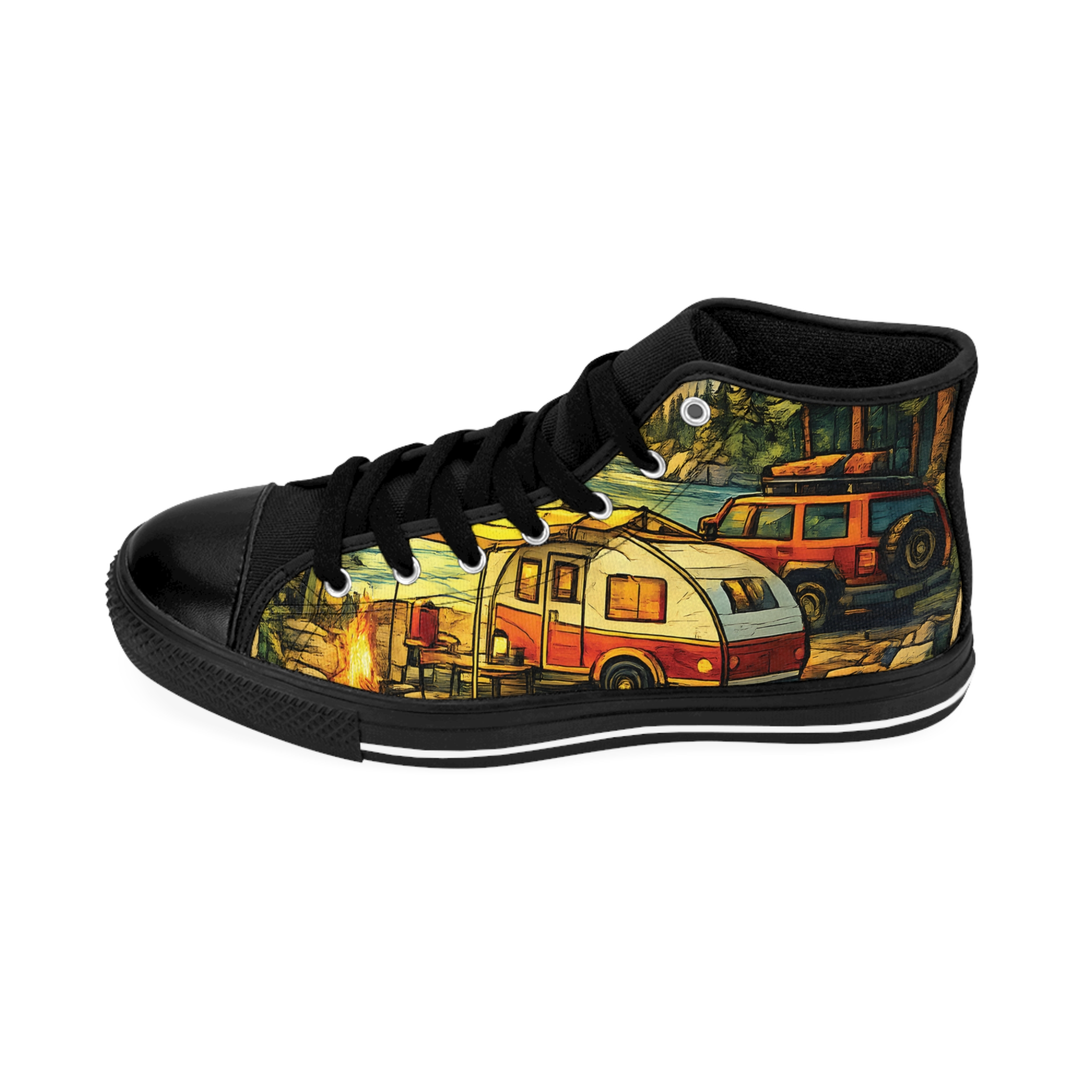 Men's High Top Sneakers — Camper Roadtrip Shoes (Design Cubic-Line)