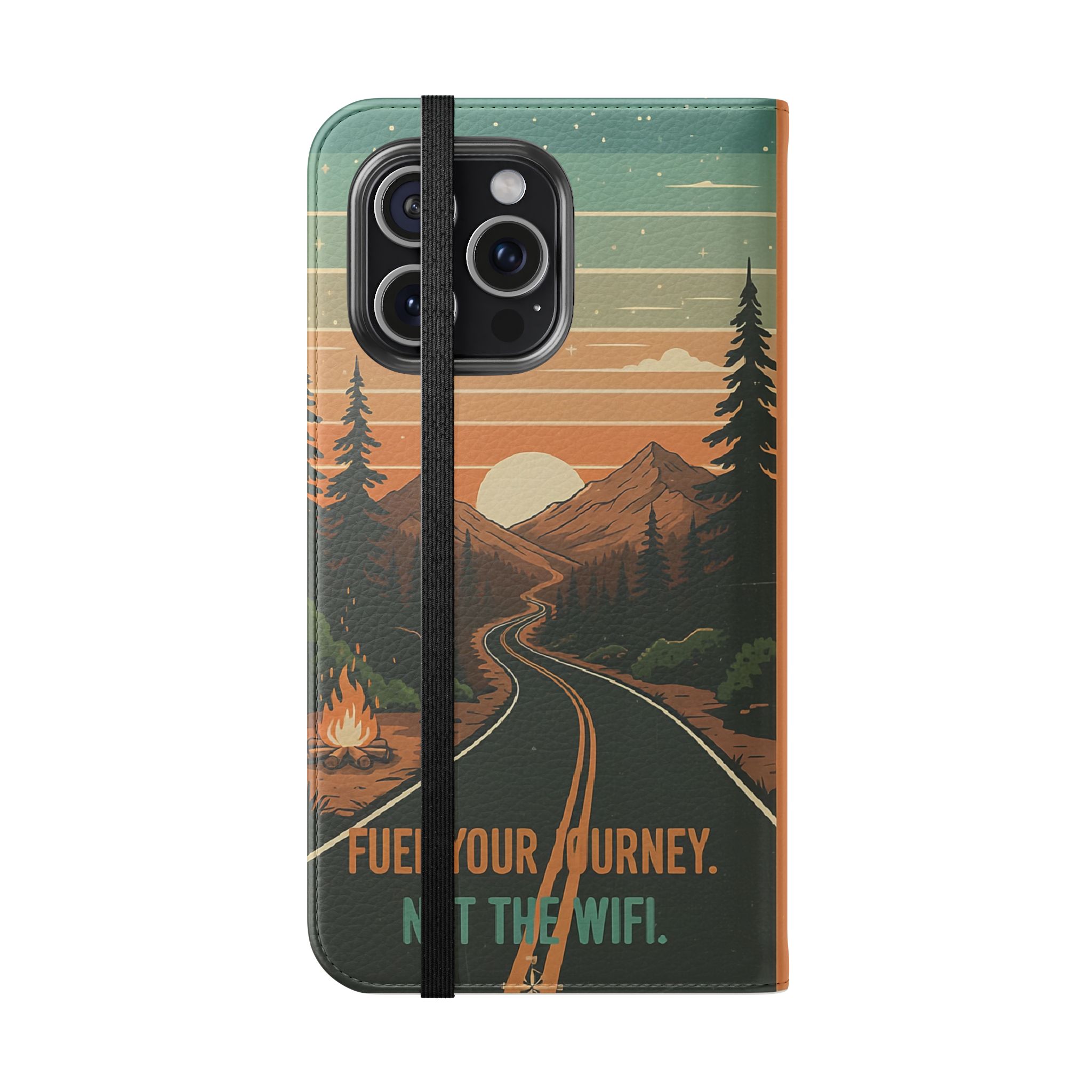 Flip Phone Case — "Adventure Awaits Unplug & Drive" Wallet Case