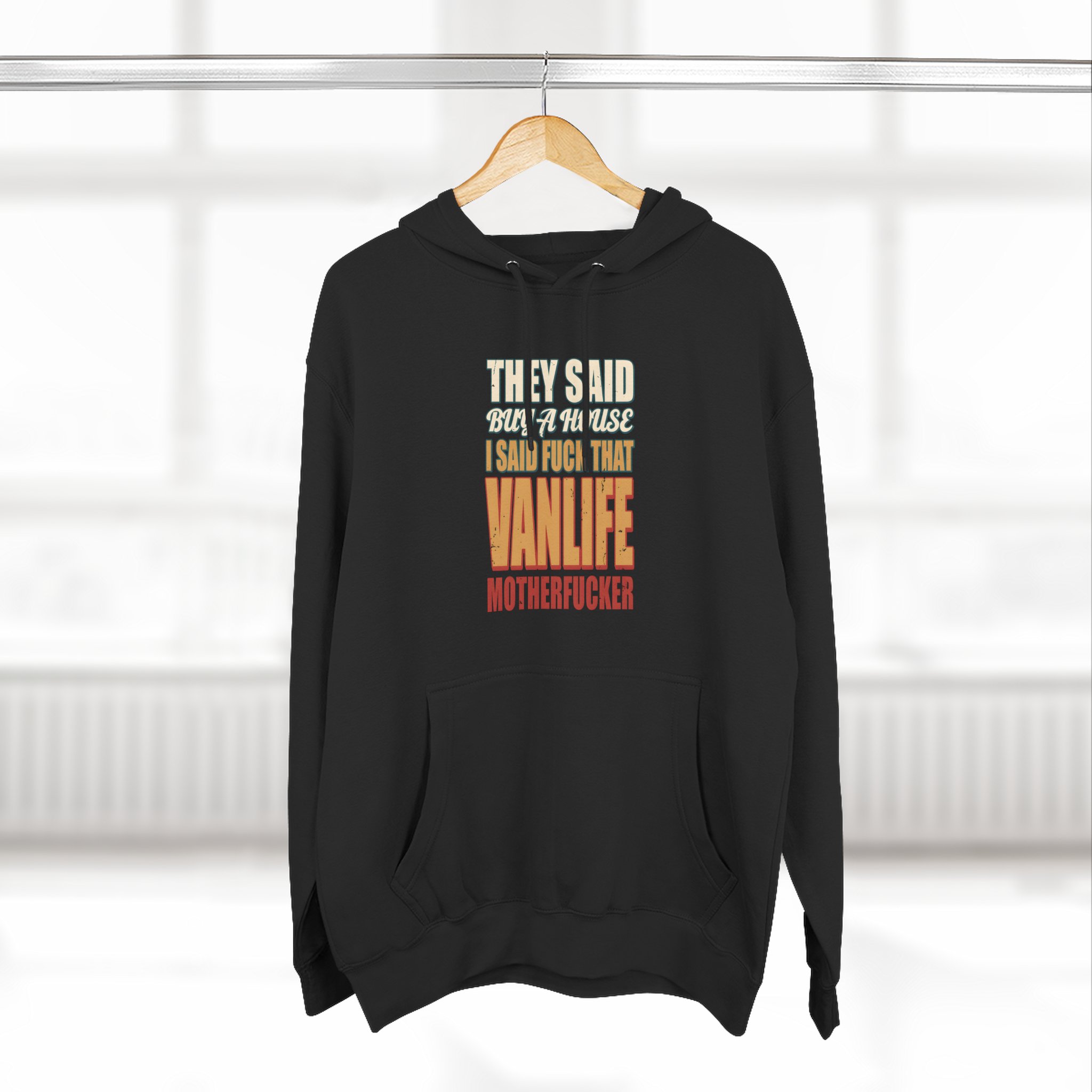 6142250575440647770_2048.jpeg Three-Panel Fleece Hoodie - "They Said Buy A House" Design F**K-Line