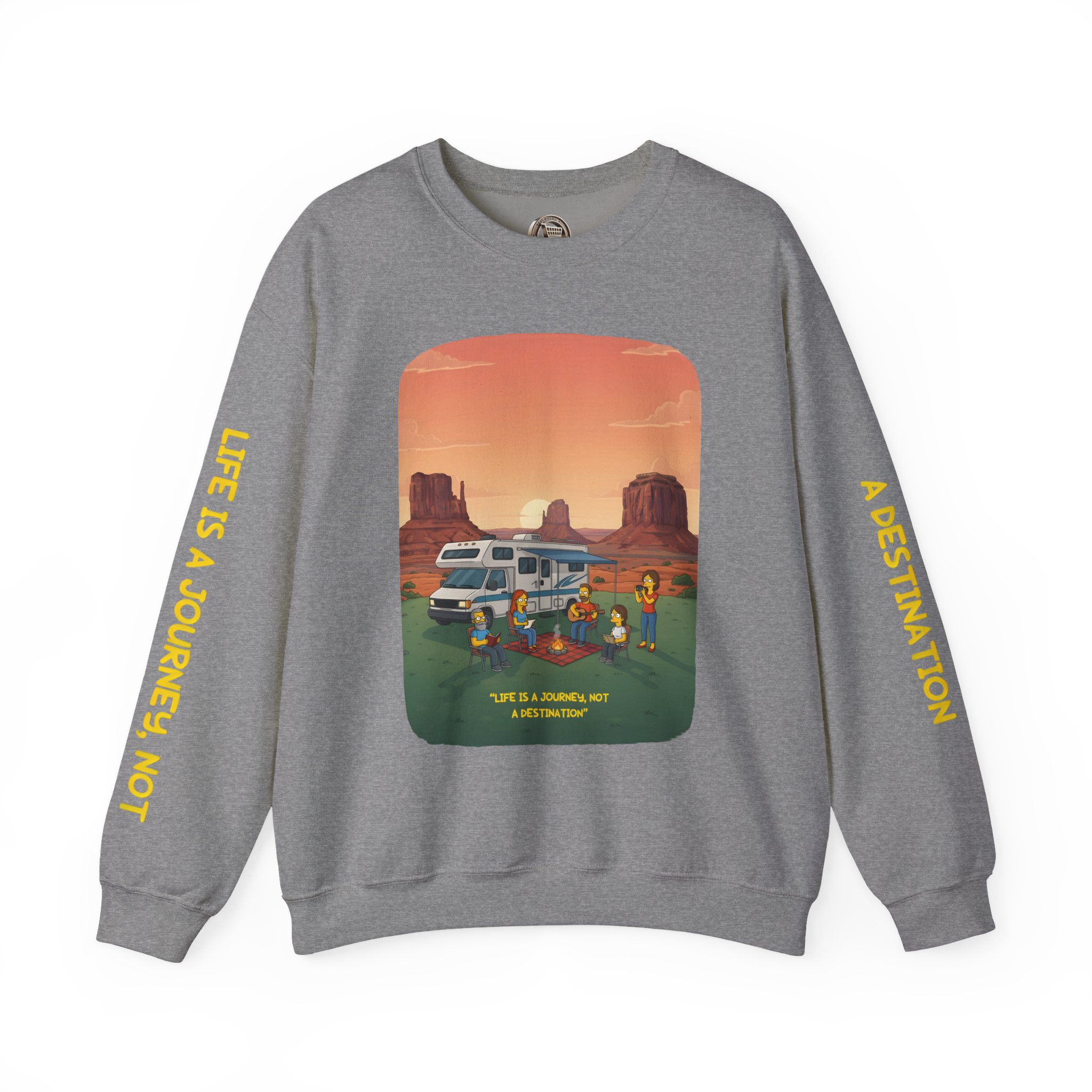 Unisex Heavy Blend™ Crewneck Sweatshirt — "Life Is A Journey-Not A Destination" Design Sitcom-Line
