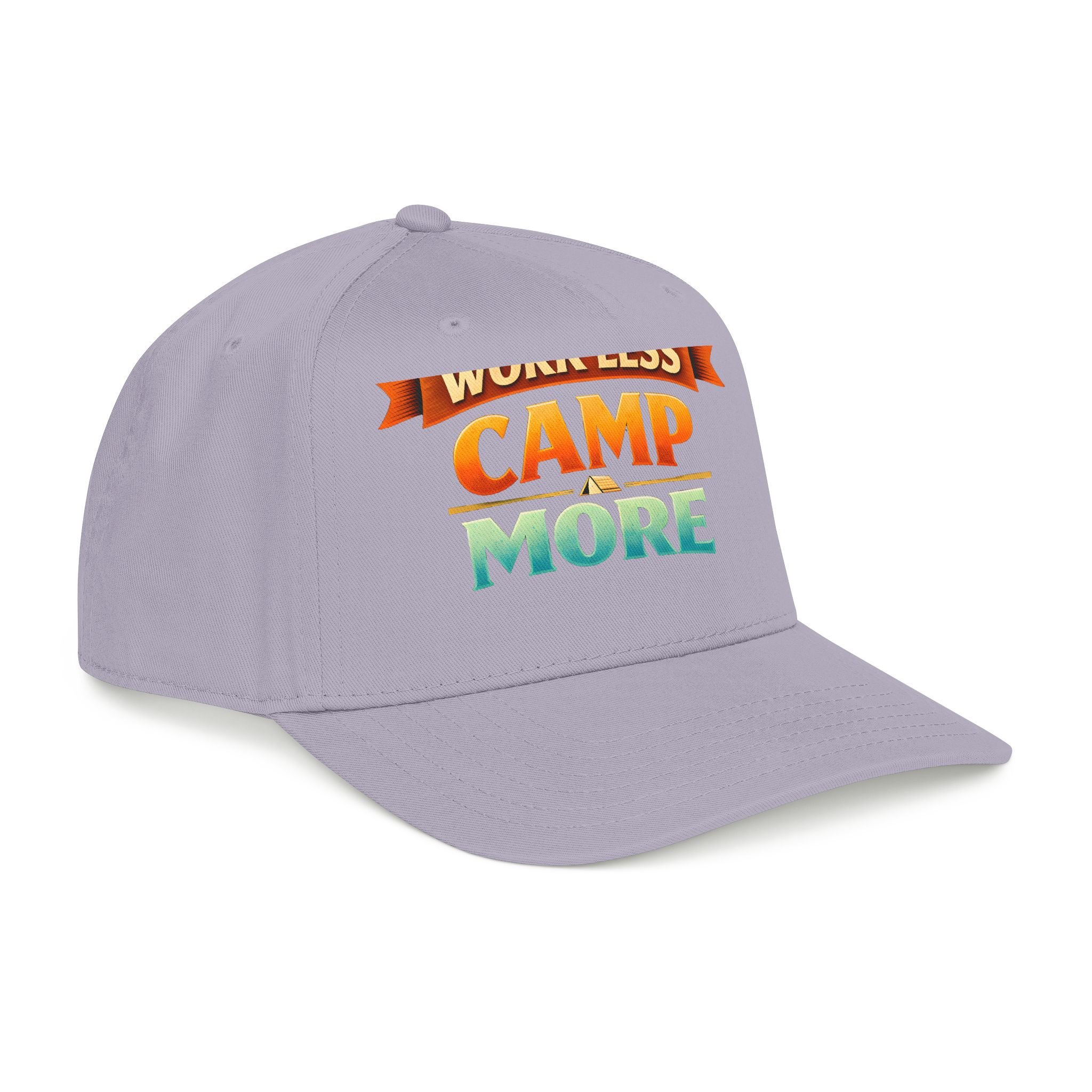 Baseball Cap - "Work Less-Camp More" Design Scenic-Line