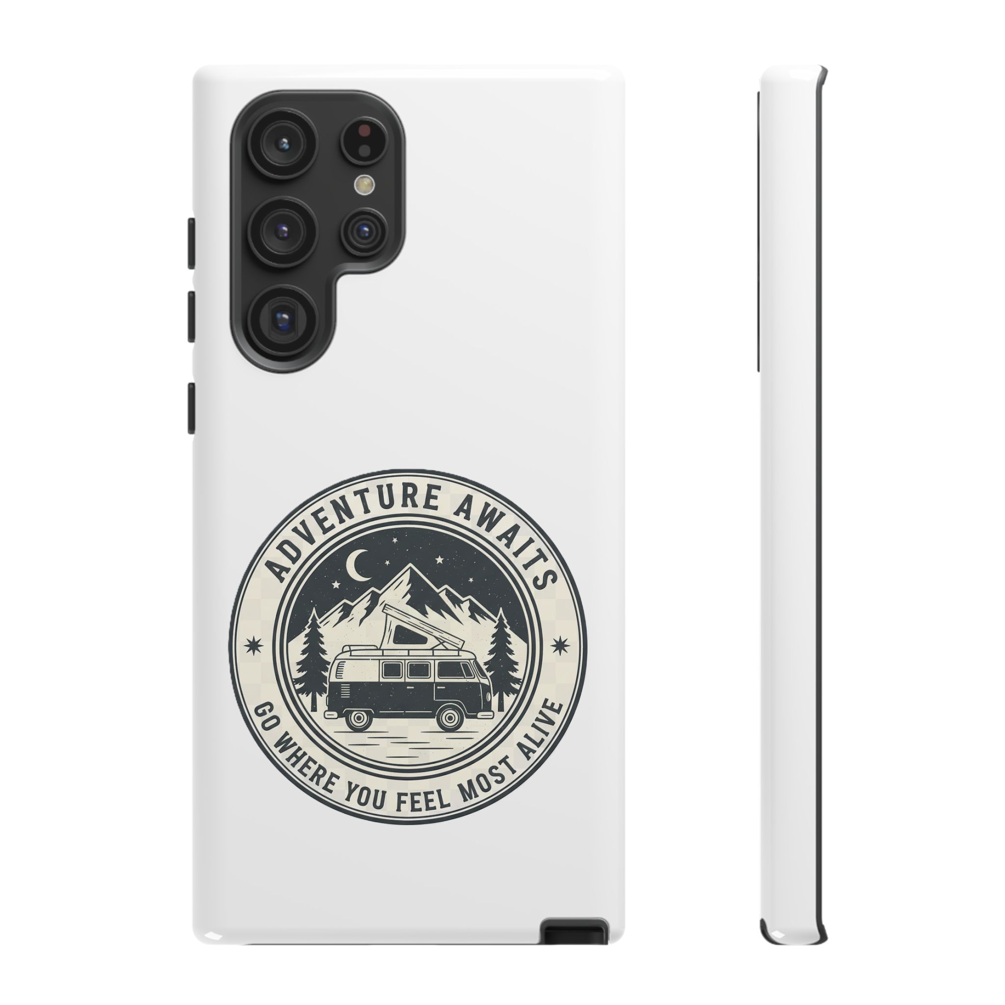Phone Case — "Adventure Awaits-Go Where You Feel Most Alive" Camper Van Design