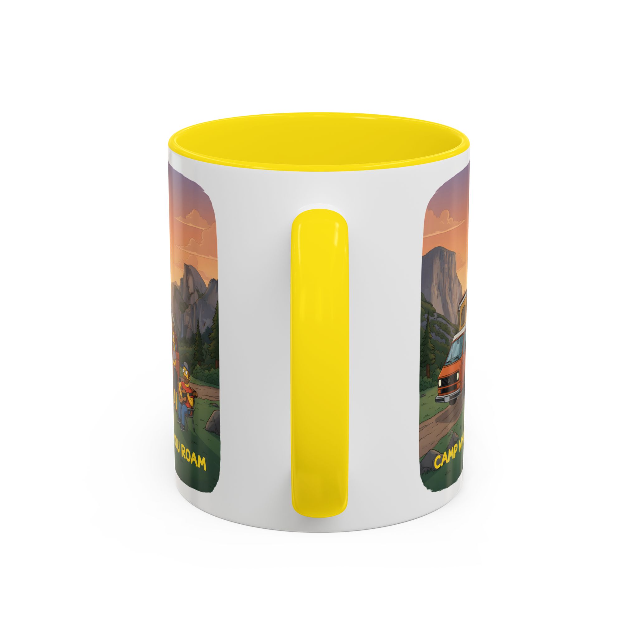 Accent Coffee Mug (11, 15oz) — "Camp Where You Roam" Design Sitcom-Line