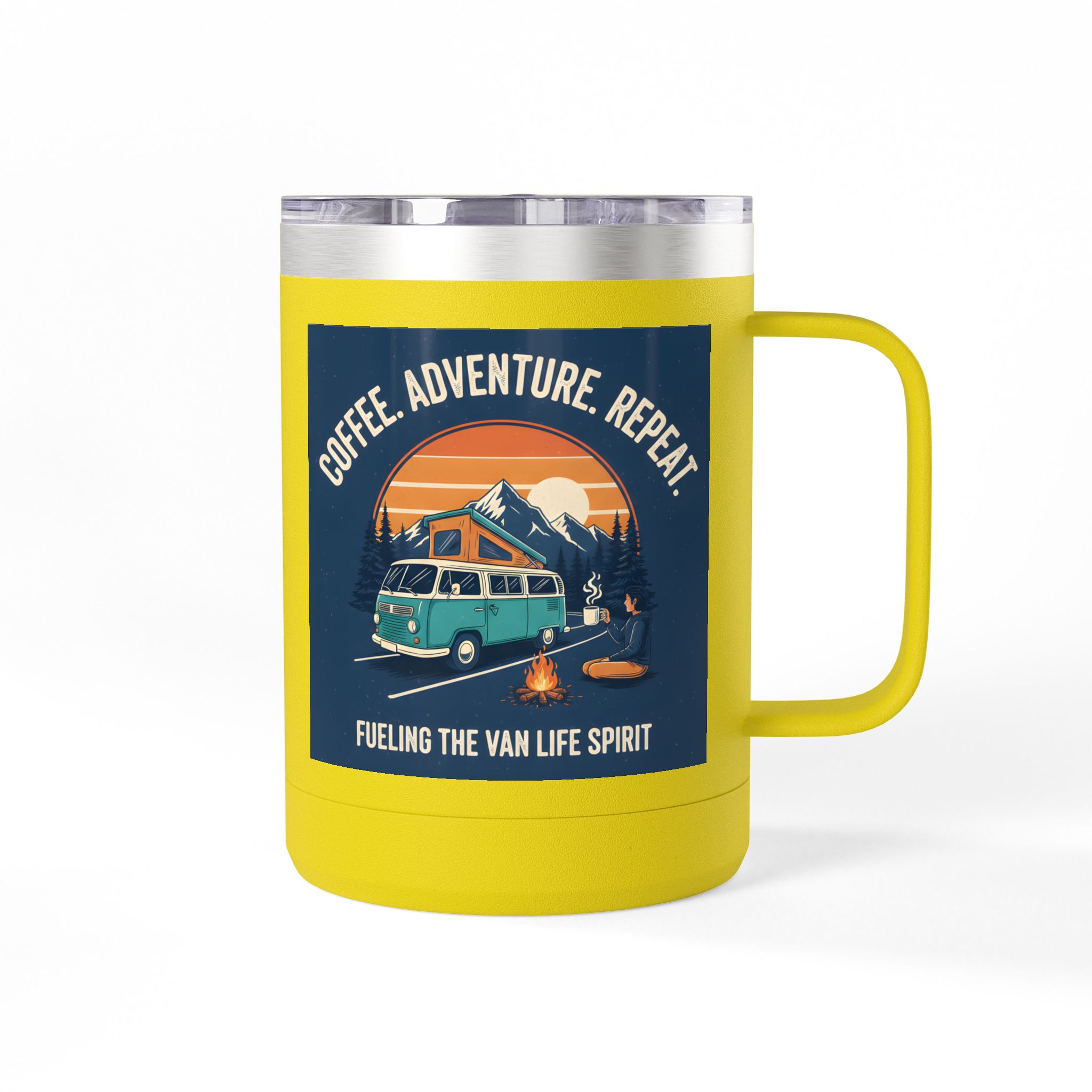 Coffee Mug Tumbler, 15oz — “Coffee. Adventure. Repeat.”