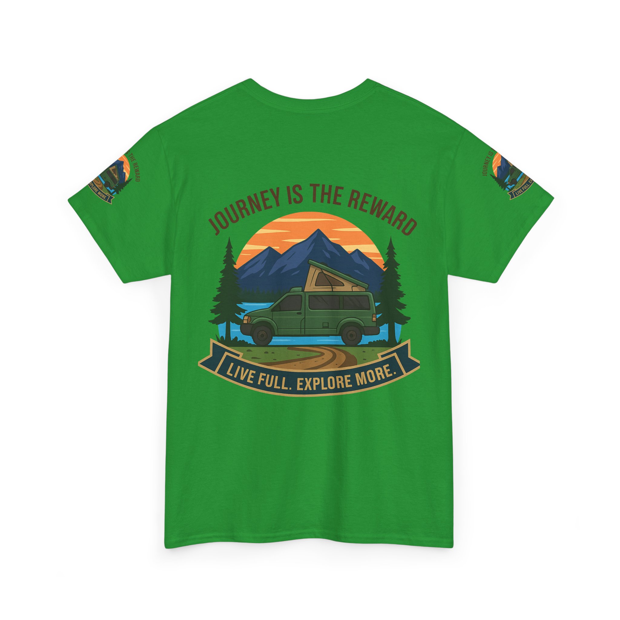 Unisex Heavy Cotton Tee  — "Journey Is The Reward Tee" Adventure Camper Van Graphic T-Shirt