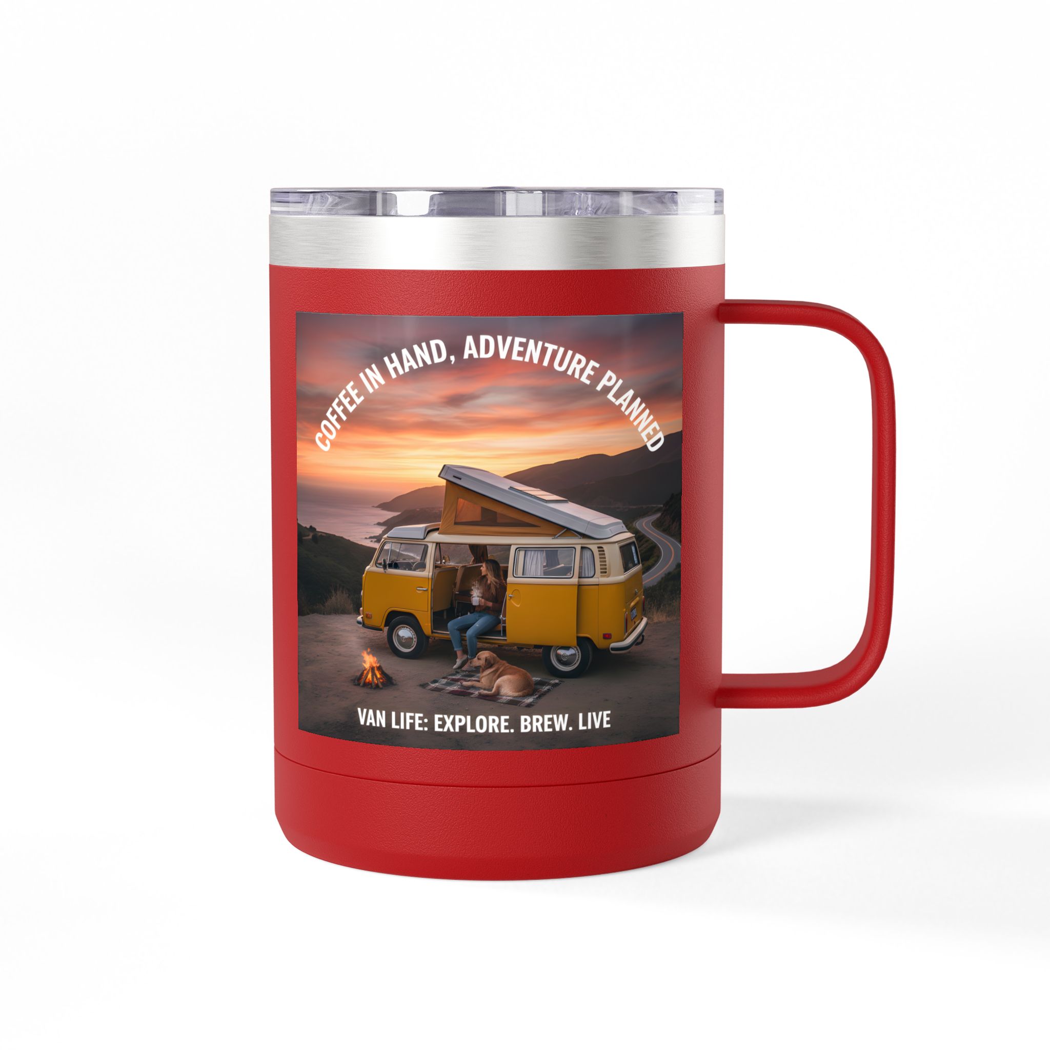 Coffee Mug Tumbler, 15oz — "Coffee in Hand, Adventure Planned"