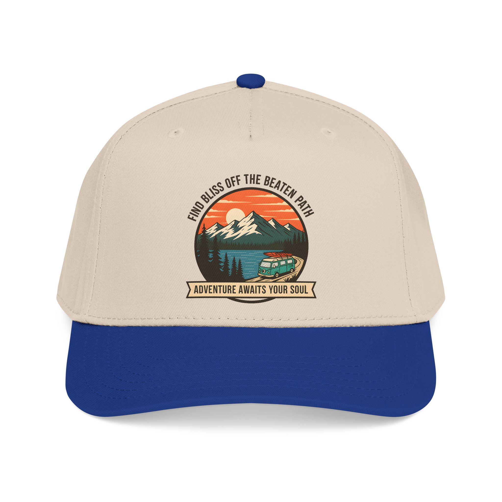 6179211416086629434_2048.jpeg Baseball Cap — "Find Bliss of the beaten patch-Adventure Awaits Your Soul" Vintage Mountain Camp Camper Design