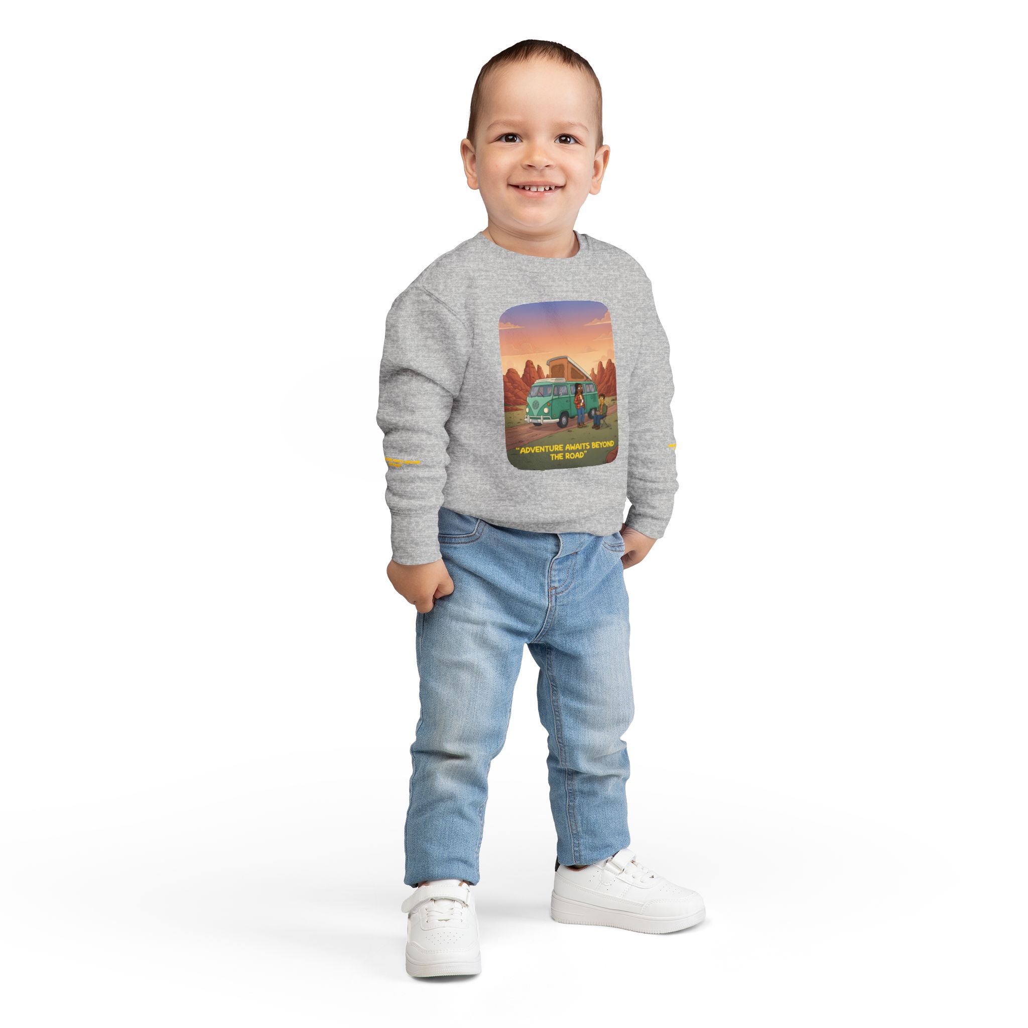 6183398086378352506_2048-1.jpeg Toddler Sweatshirt - "Adventure Awaits Beyond The Road" (Design Sitcom-Line)