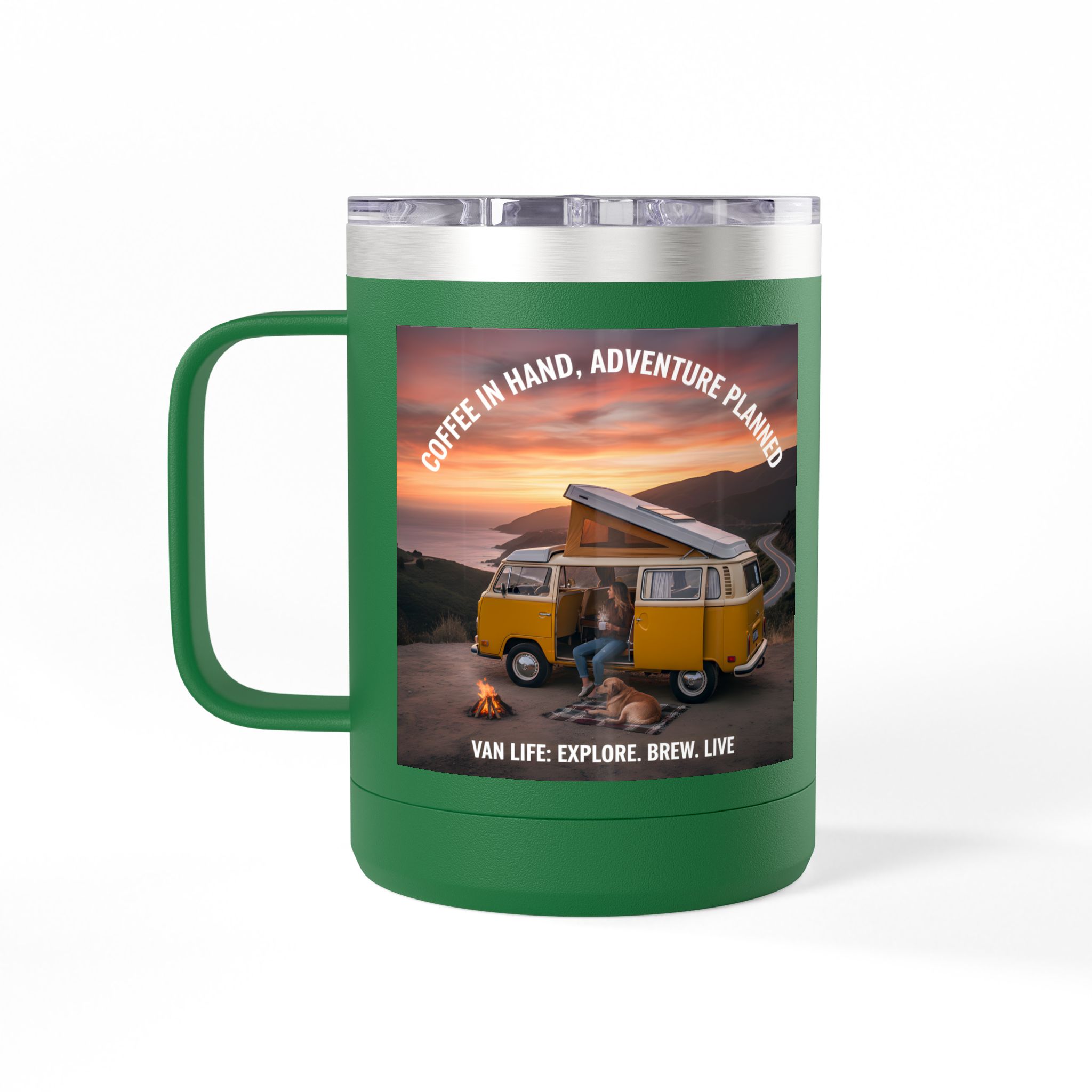 Coffee Mug Tumbler, 15oz — "Coffee in Hand, Adventure Planned"