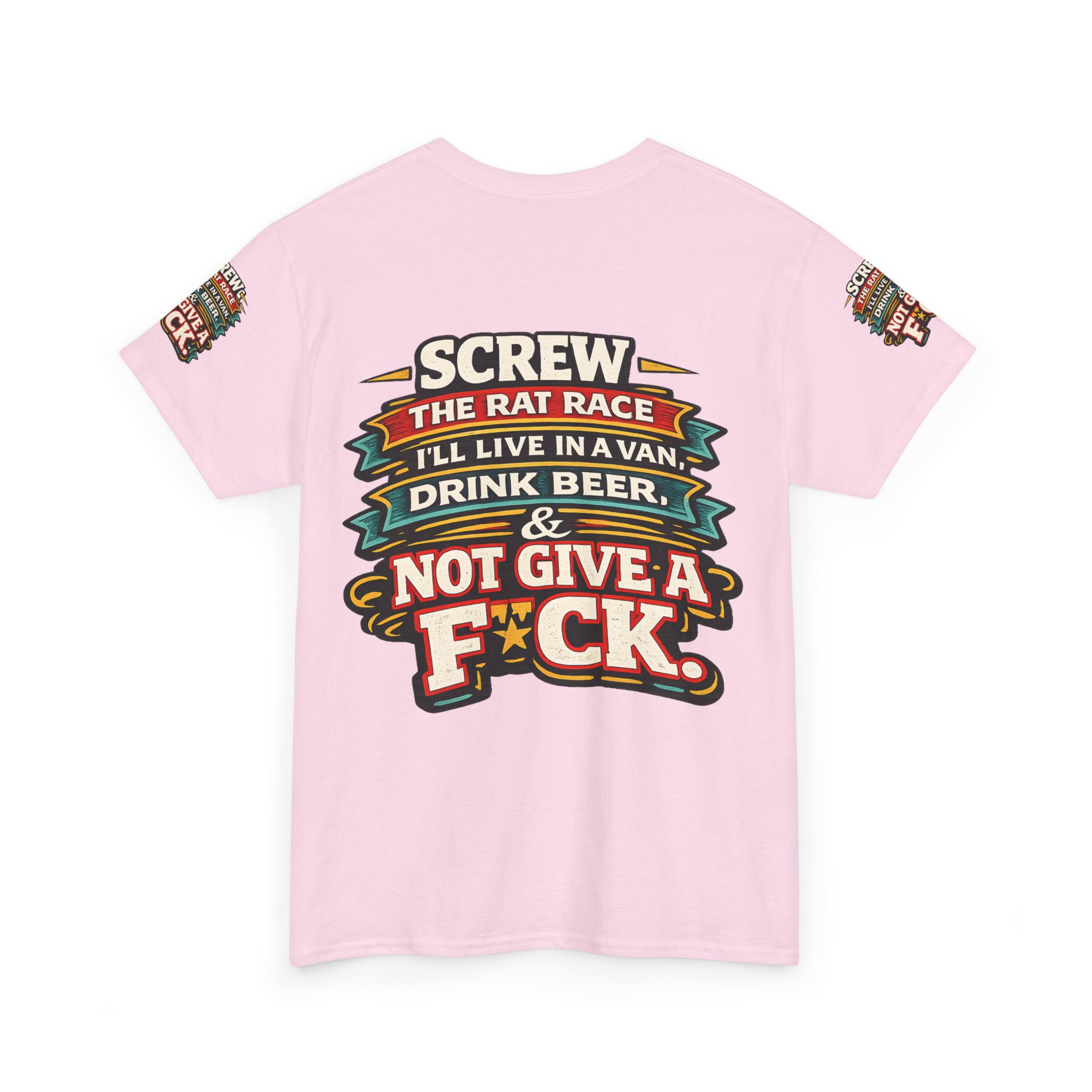 Unisex Heavy Cotton Tee — "Screw The Rat Race" Design F**K-Line