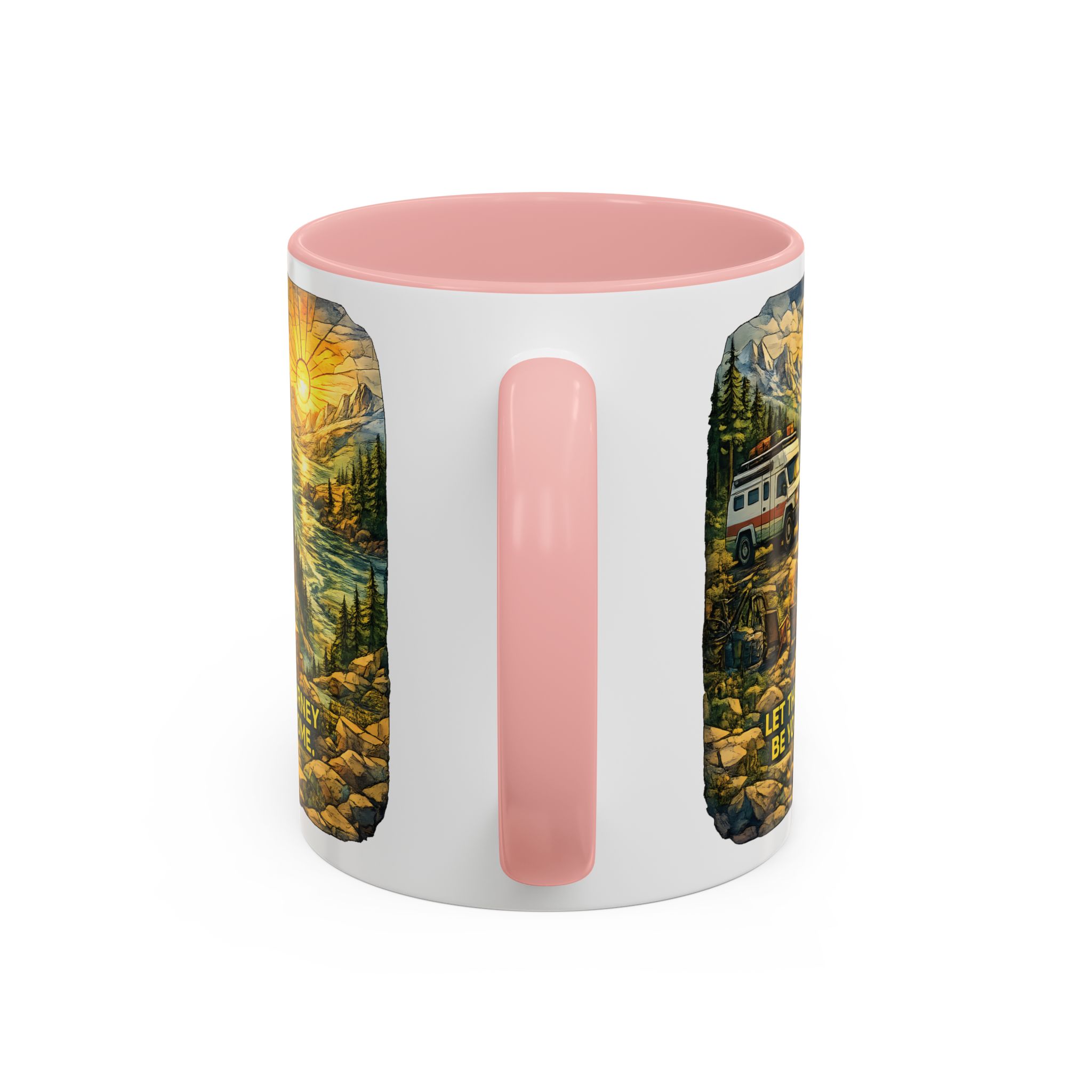 Accent Coffee Mug (11, 15oz) — "Let The Journey Be Your Home" Design Cubic-Line