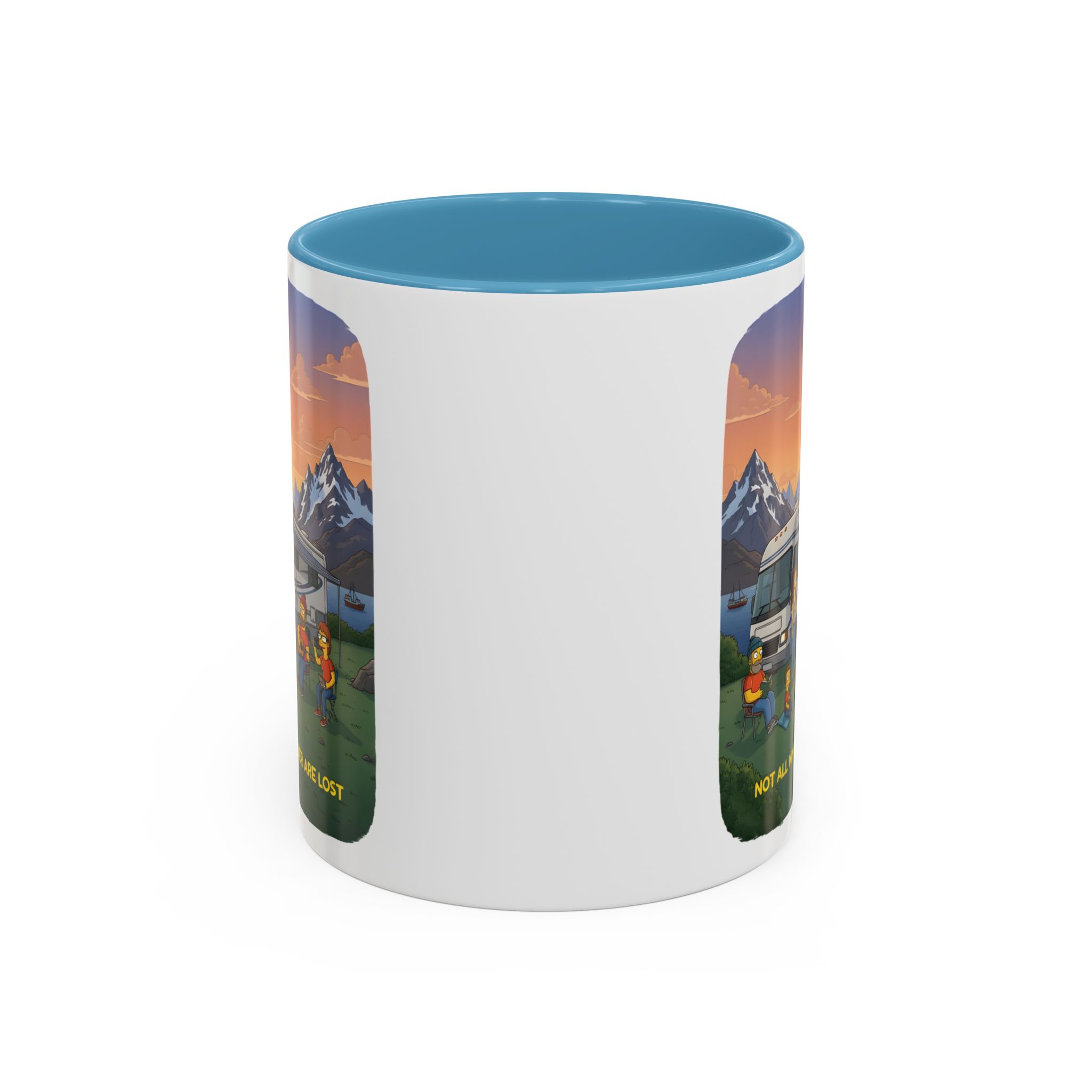 Accent Coffee Mug (11, 15oz) — "Not All Who Wander Are Lost" Design Sitcom-Line