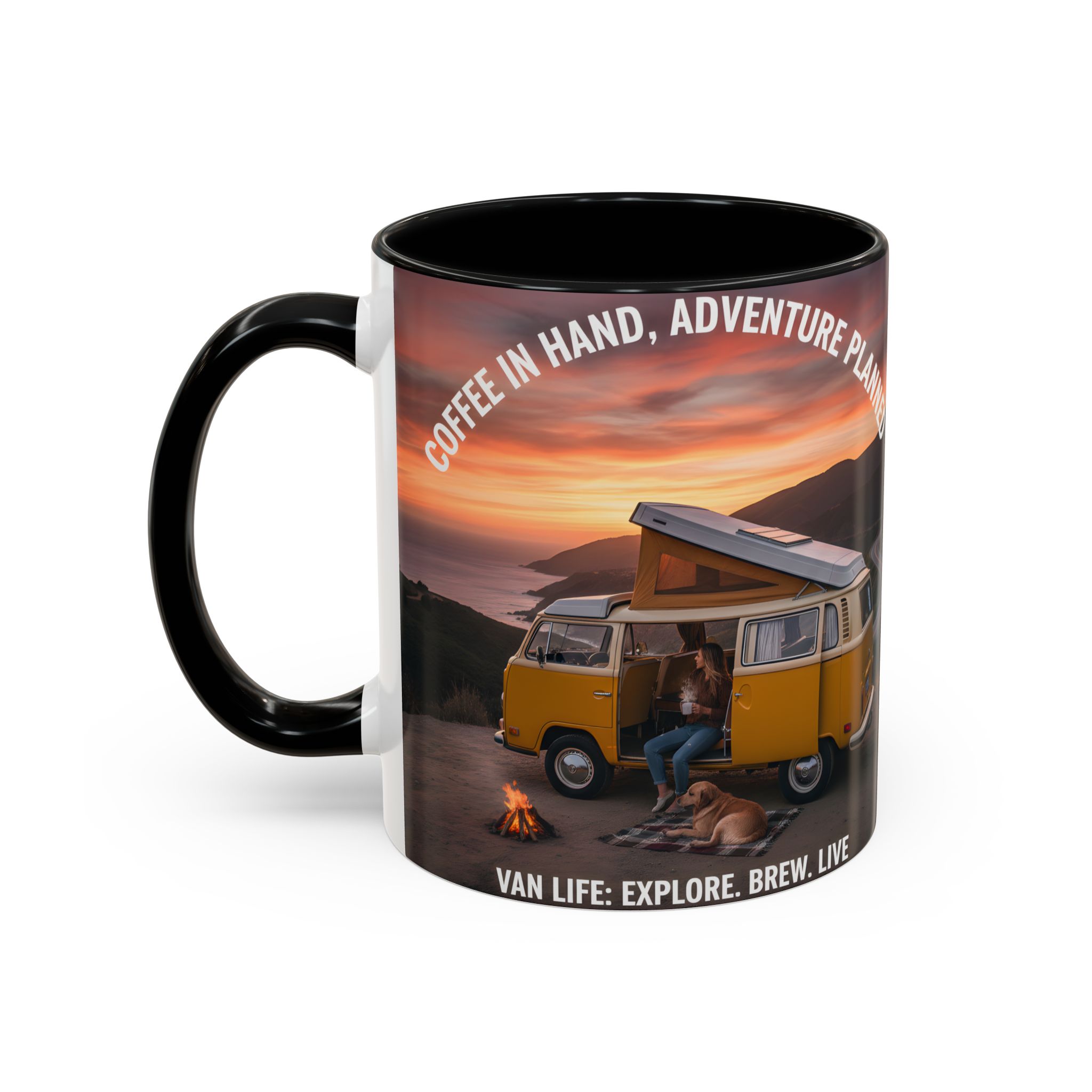 Accent Coffee Mug (11, 15oz) - "Coffee in Hand, Adventure Planned"