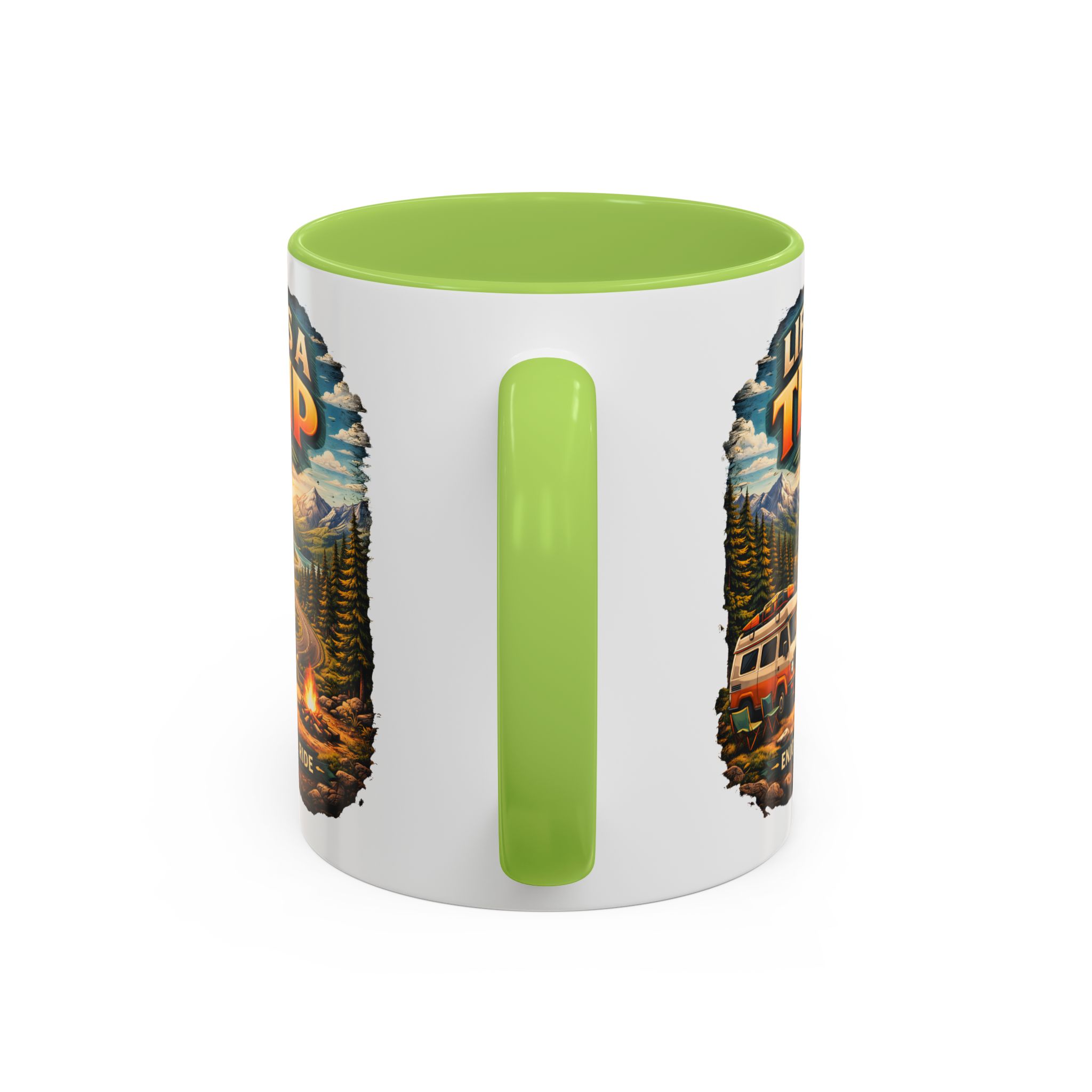 Accent Coffee Mug (11, 15oz) — "Life s A Trip" Design Scenic-Line