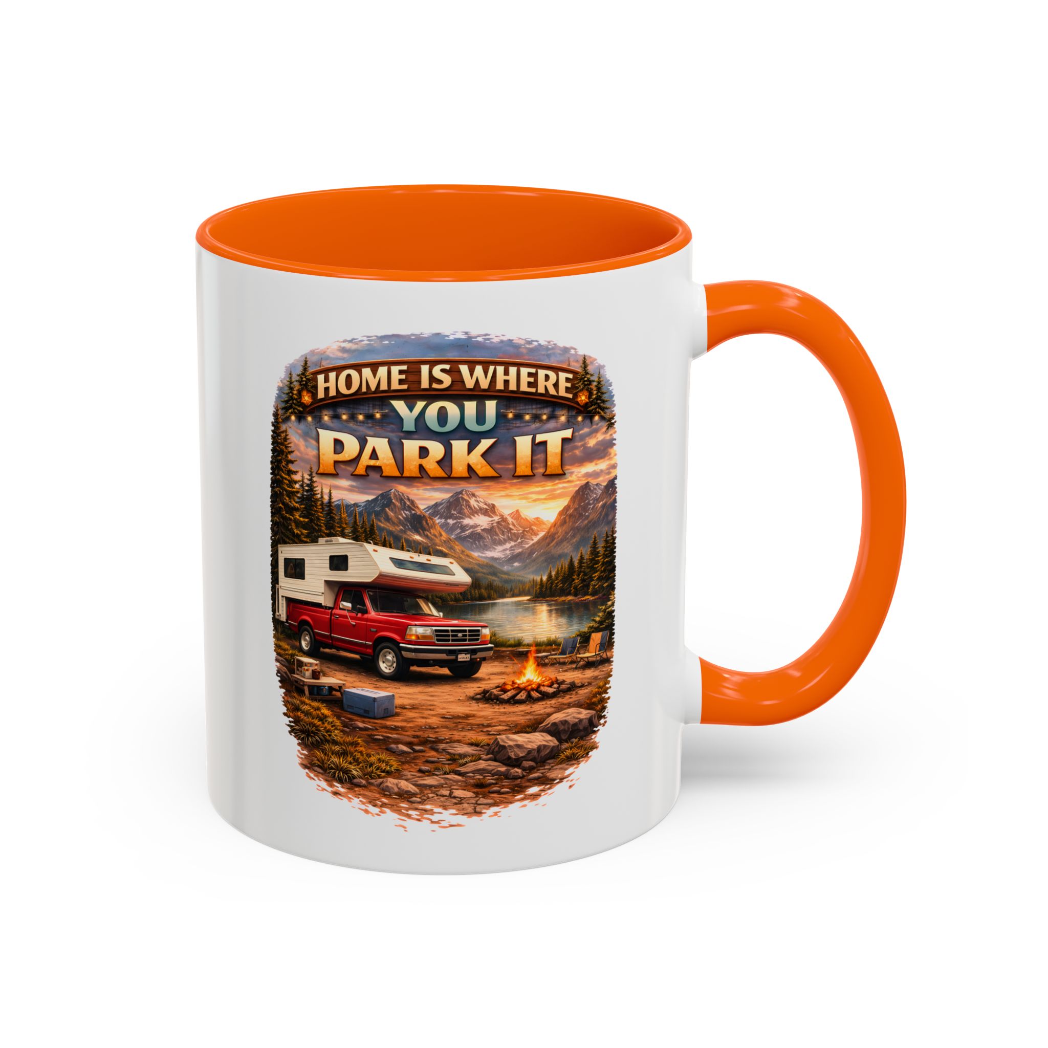 Accent Coffee Mug (11, 15oz) — "Home Is Where You Park It" Design Scenic-Line
