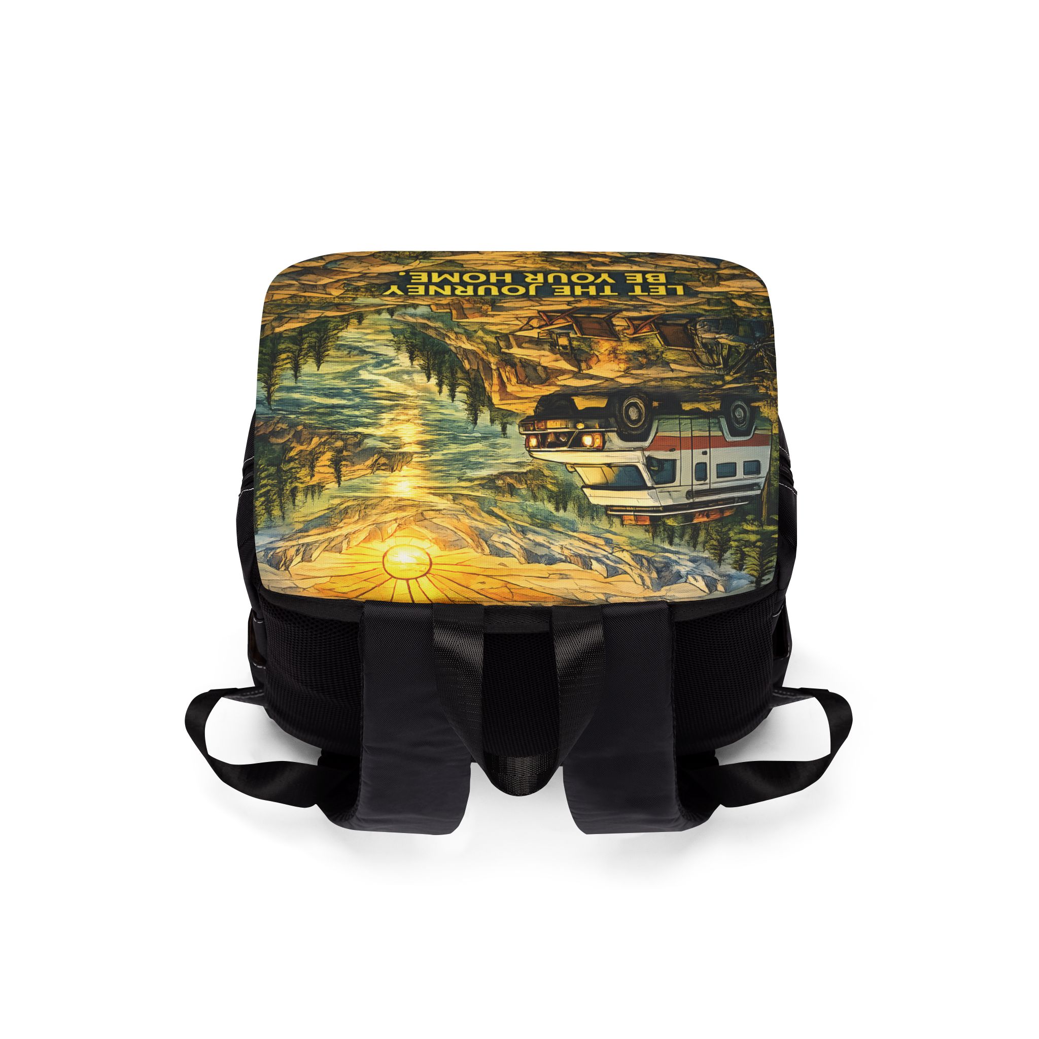 Unisex Casual Shoulder Backpack — "Let The Journey Be Your Home" Design Cubic-Line