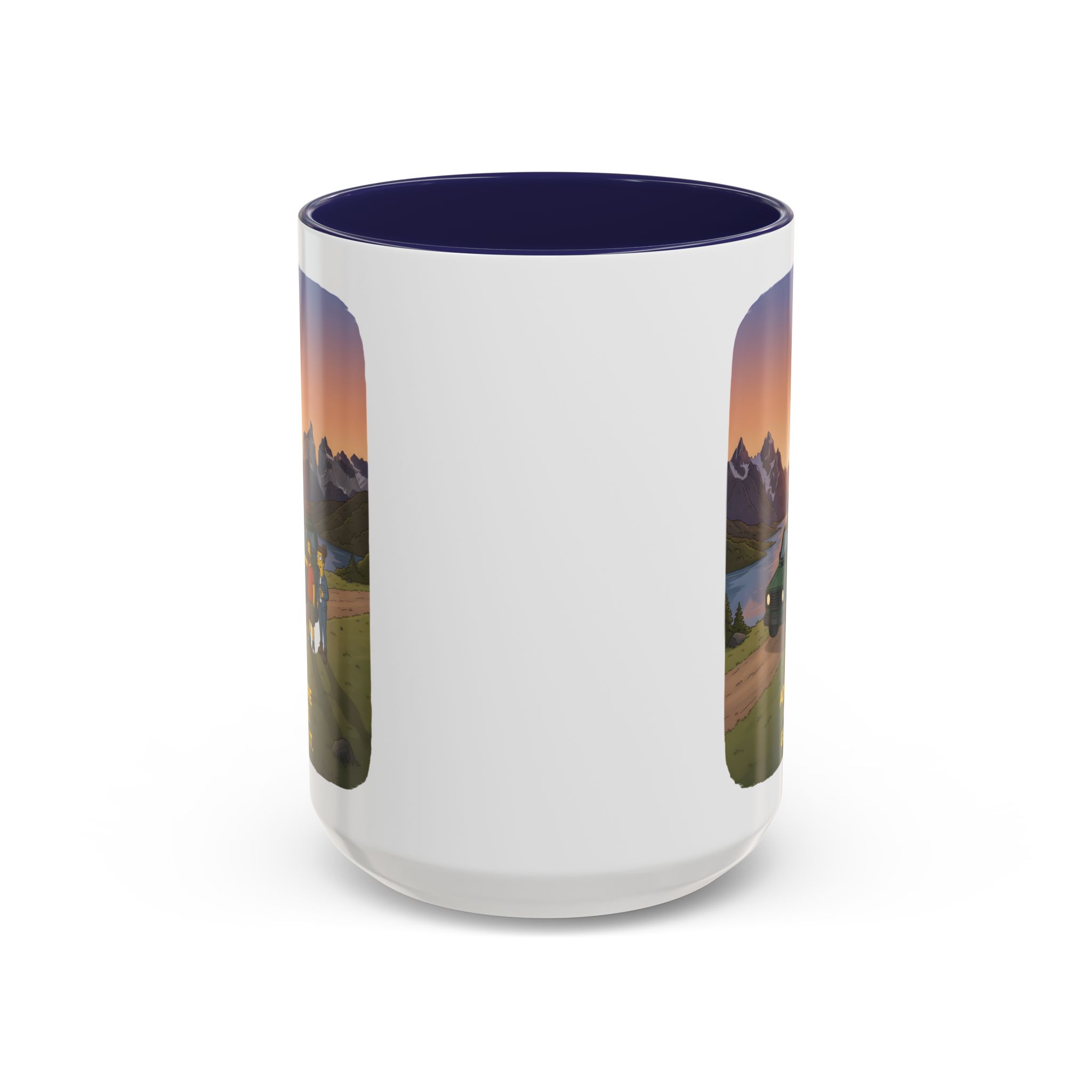 Accent Coffee Mug (11, 15oz) — "Adventure Awaits-Go Find It" Design Sitcom-Line