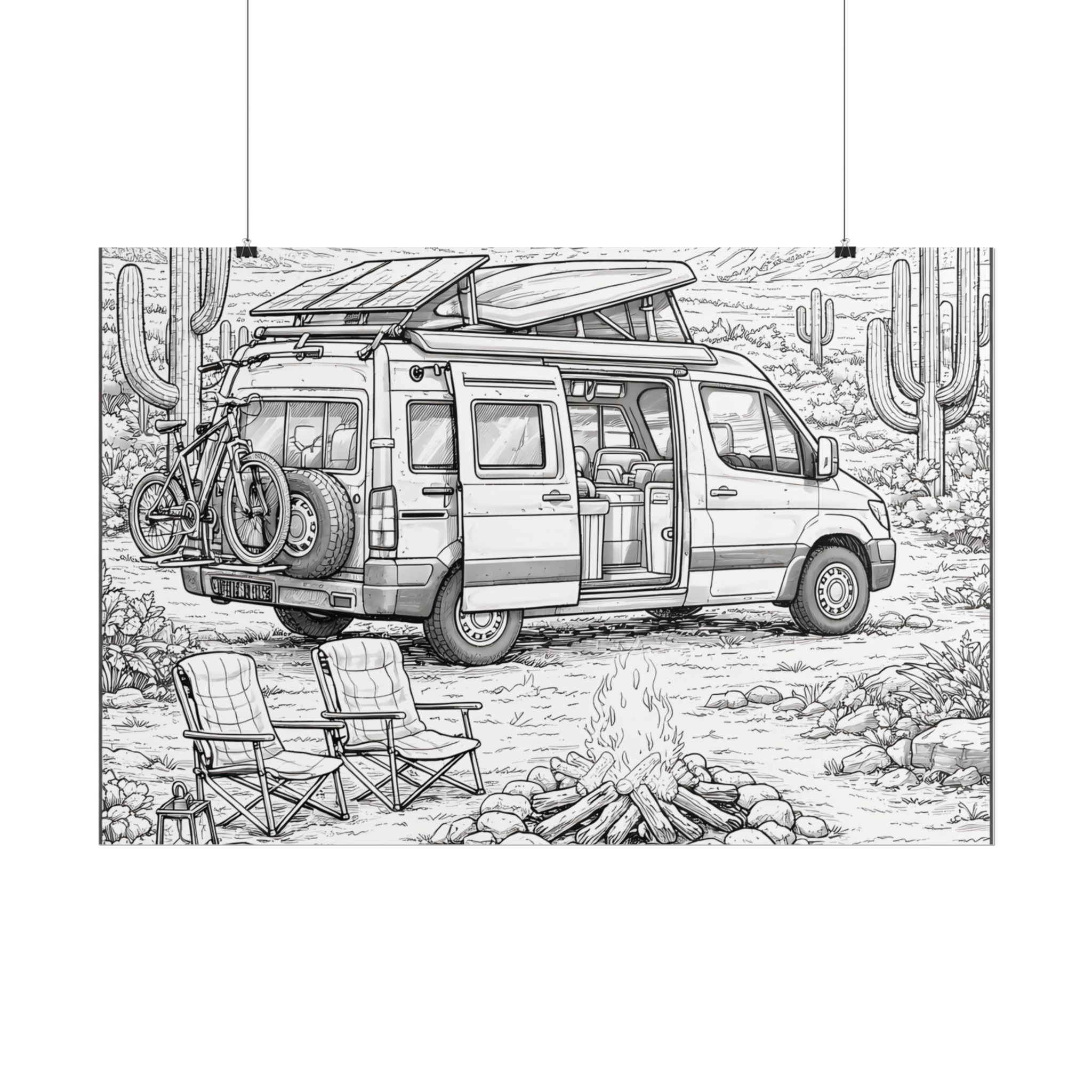 Campervan Poster — Vintage RV Camping Landscape Wall Art