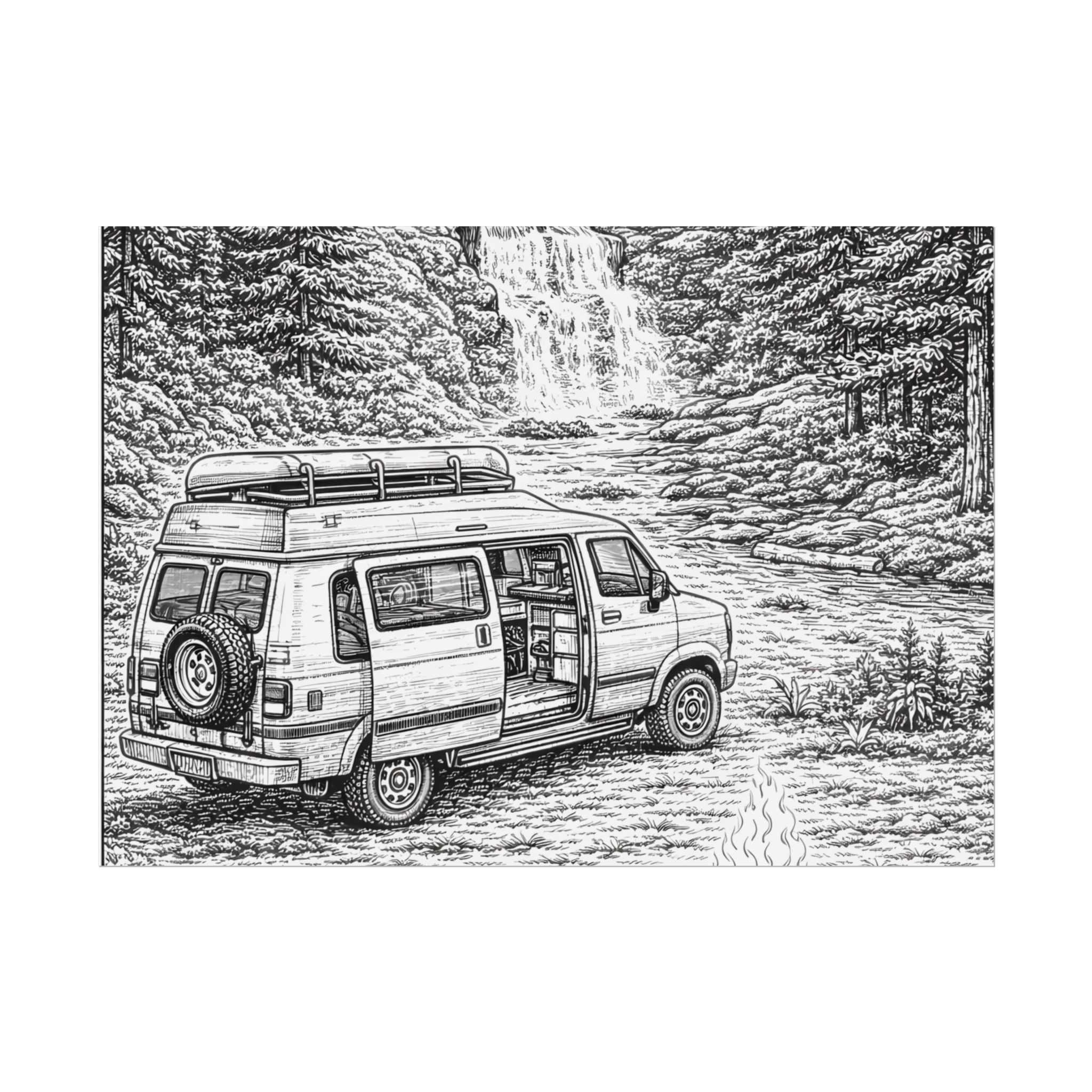 Campervan Poster — Vintage RV Camping Landscape Wall Art