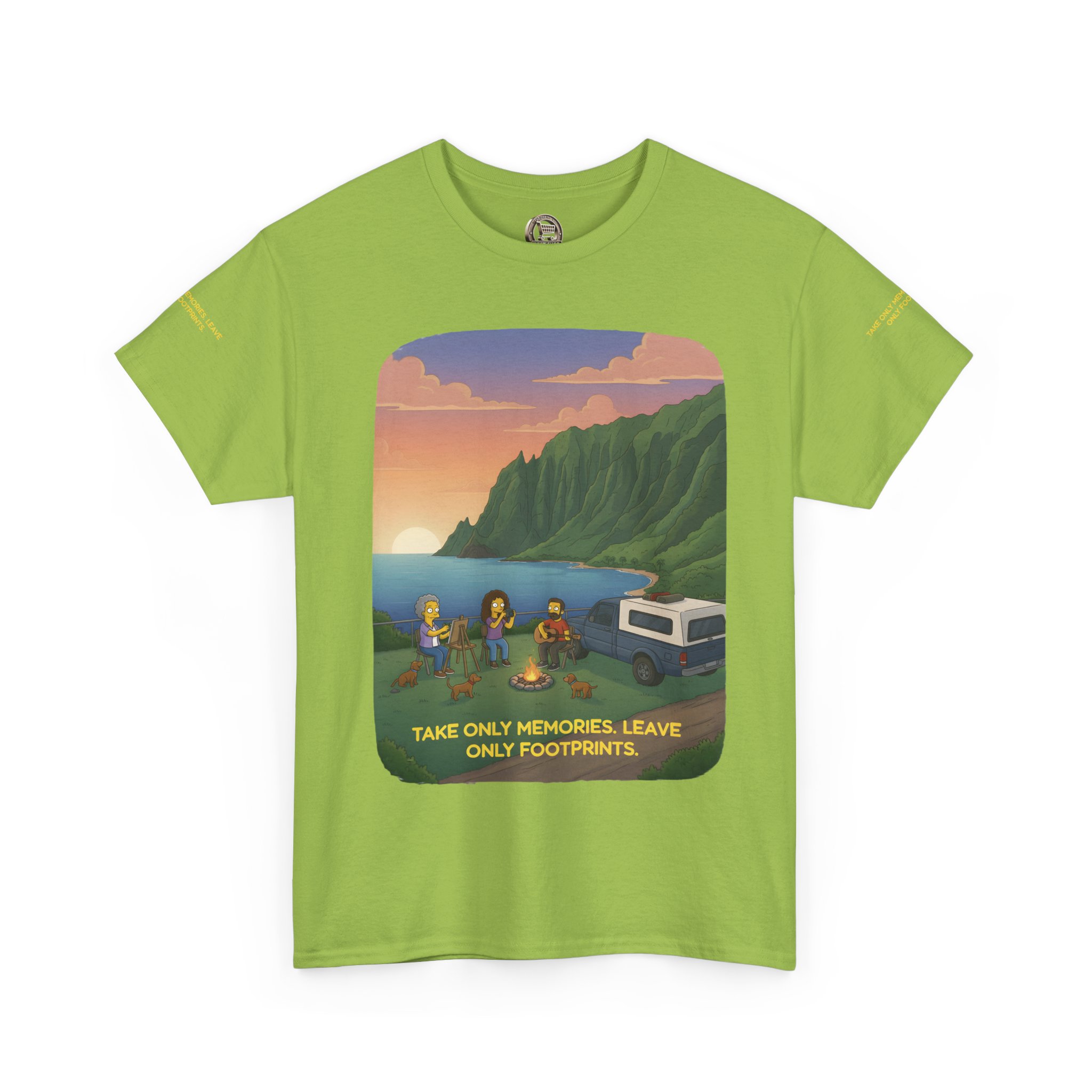 Unisex Heavy Cotton Tee — "Take Only Memories-Leave Only Footprints" Design Sitcom-Line