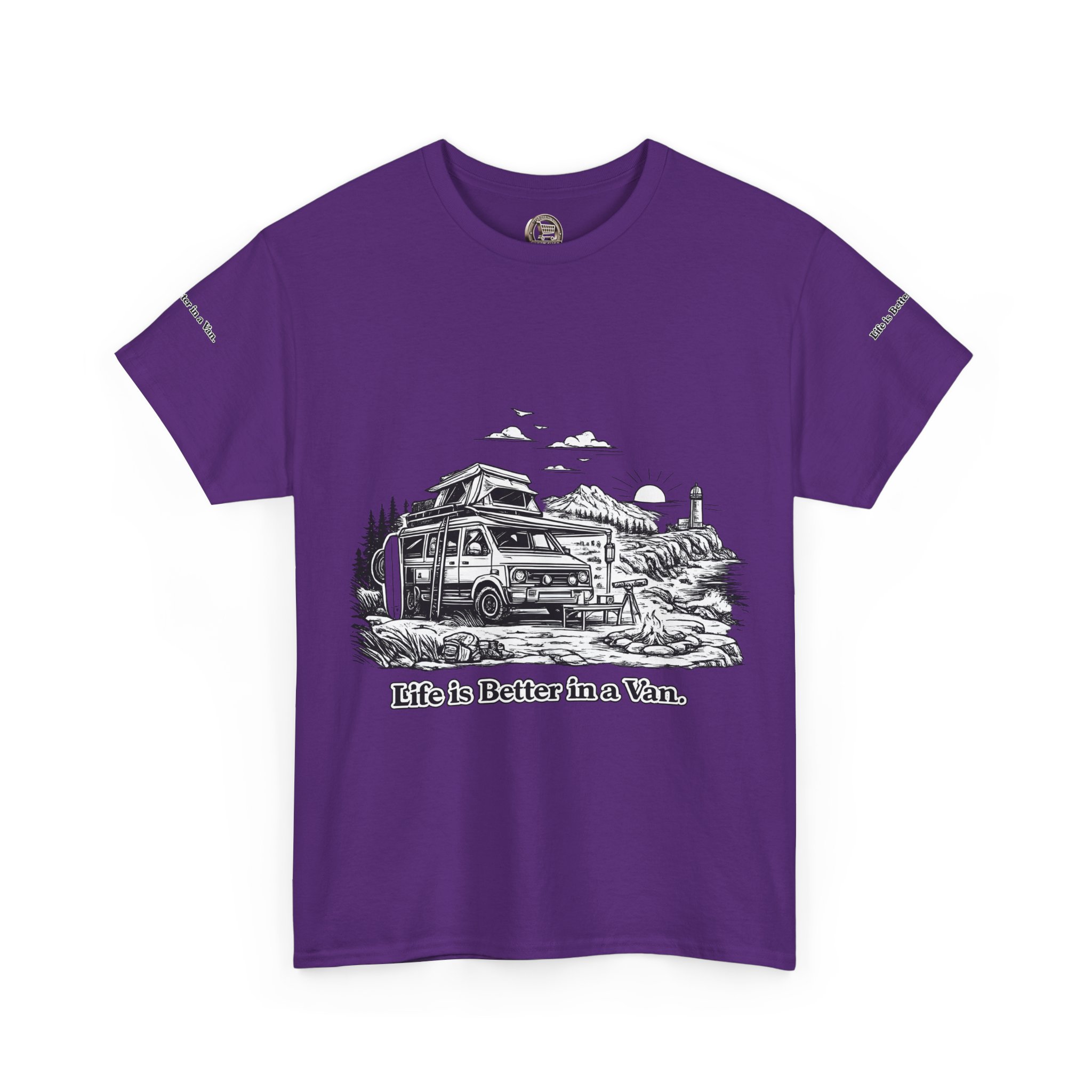 Unisex Heavy Cotton Tee — "Life Is Better In A Van" Design Minimal-Line