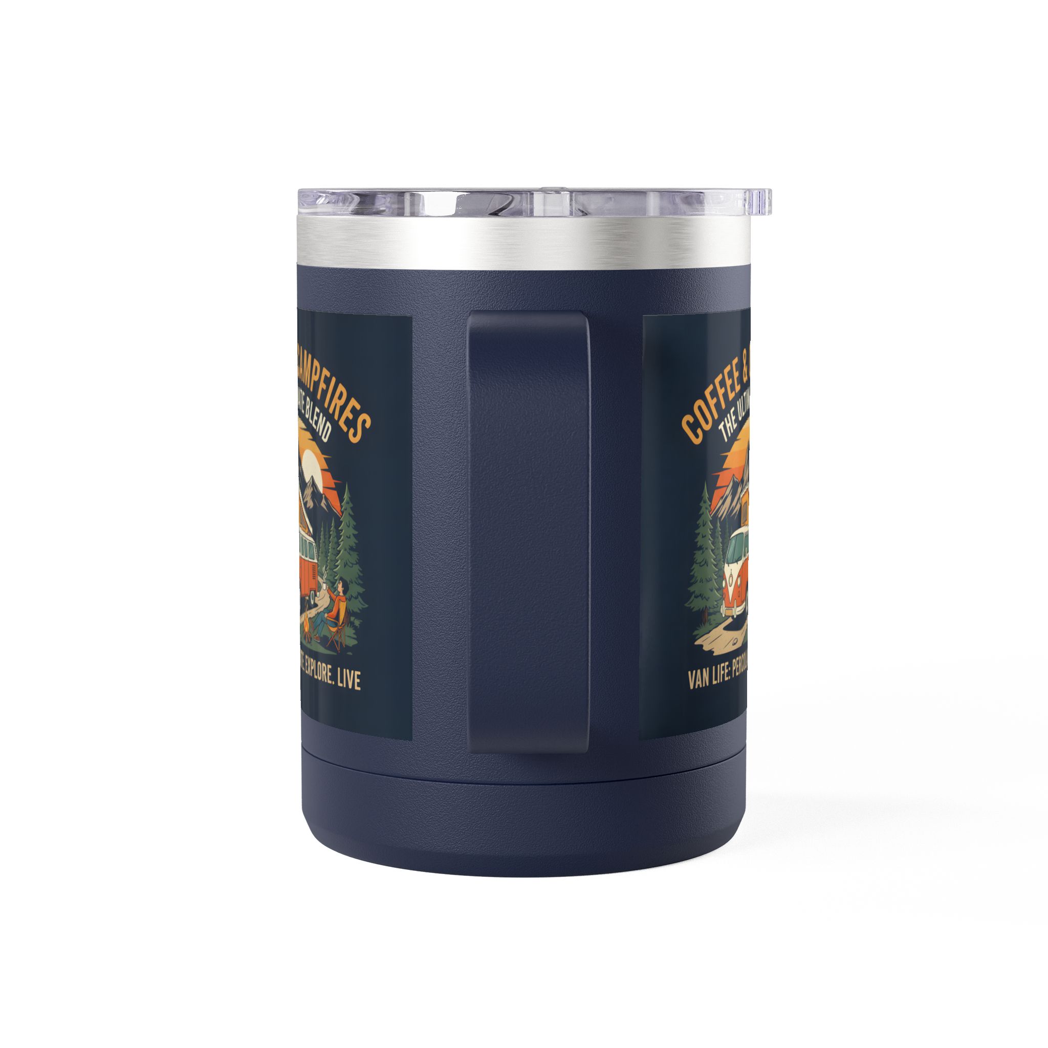 Coffee Mug Tumbler, 15oz — “Coffee & Campfires: The Ultimate Blend”