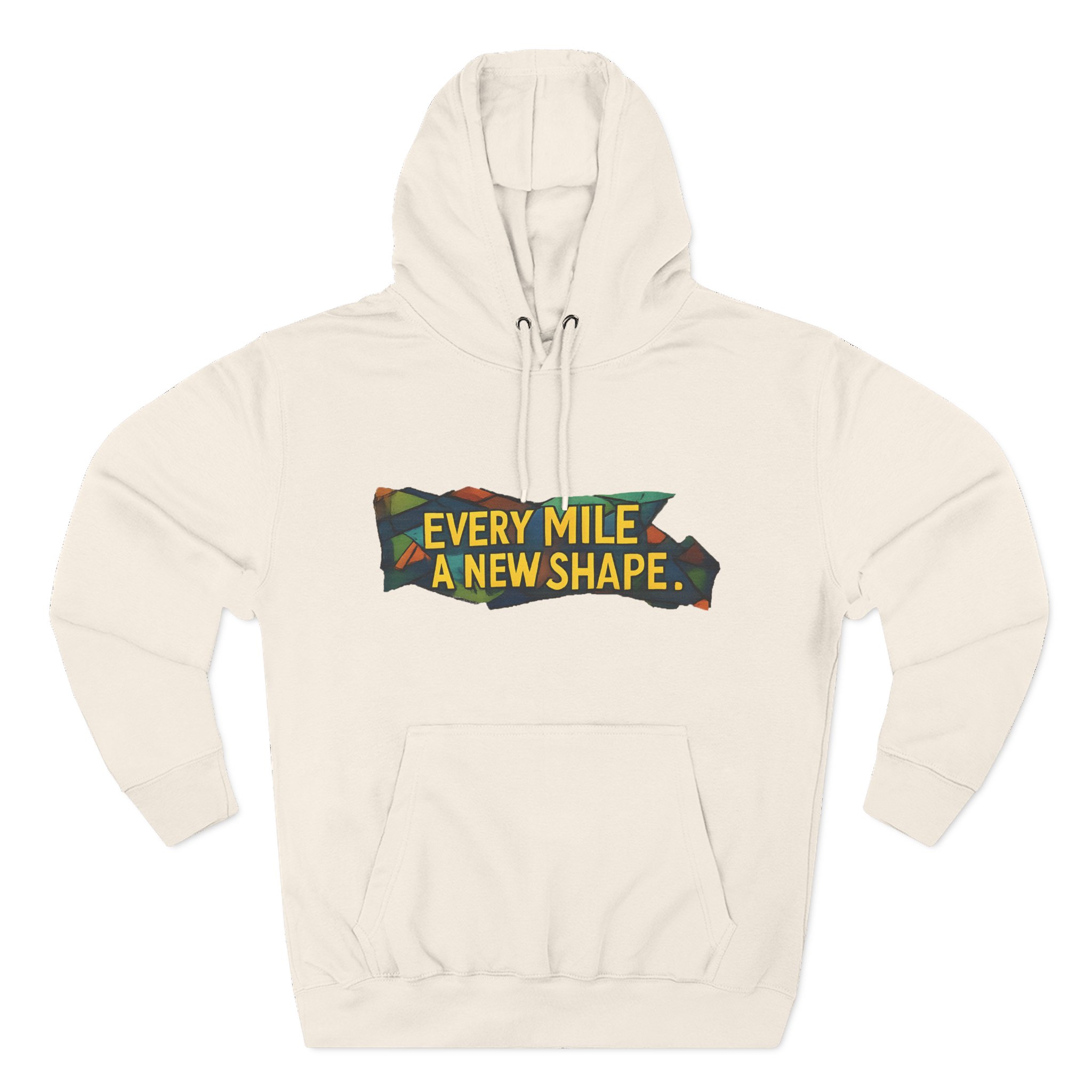 Three-Panel Fleece Hoodie - "Every Mile A New Shape" Design Cubic-Line