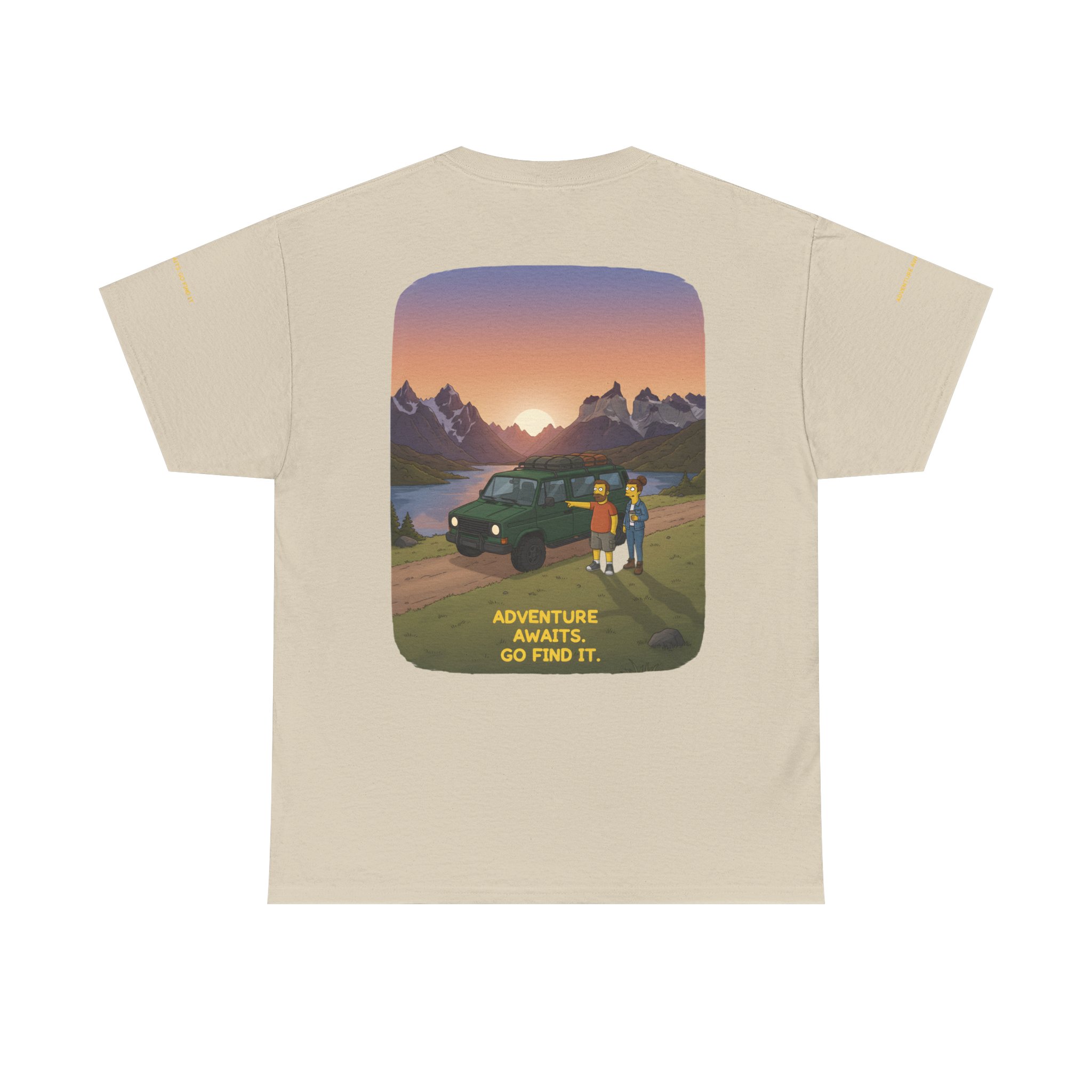 Unisex Heavy Cotton Tee — "Adventure Awaits-Go Find It" Design Sitcom-Line