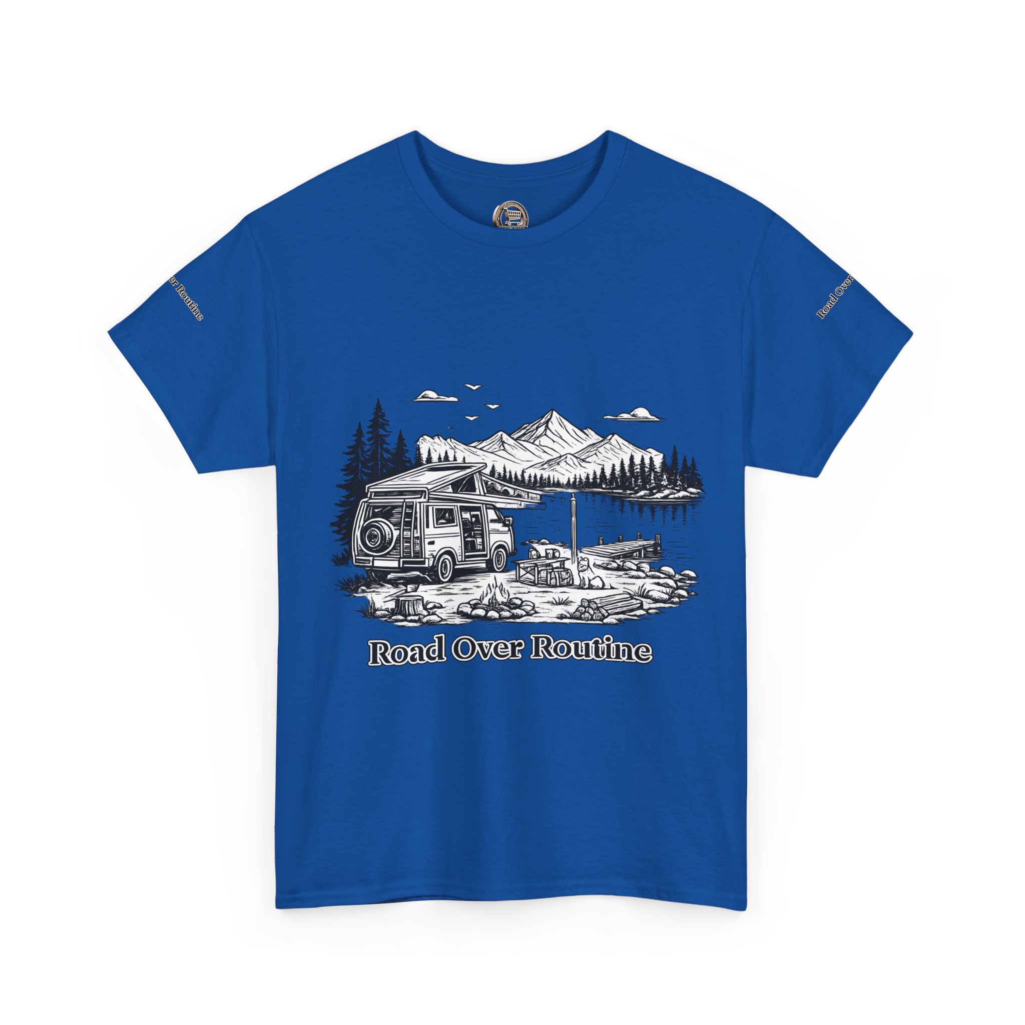 Unisex Heavy Cotton Tee — "Road Over Routine" Design Minimal-Line