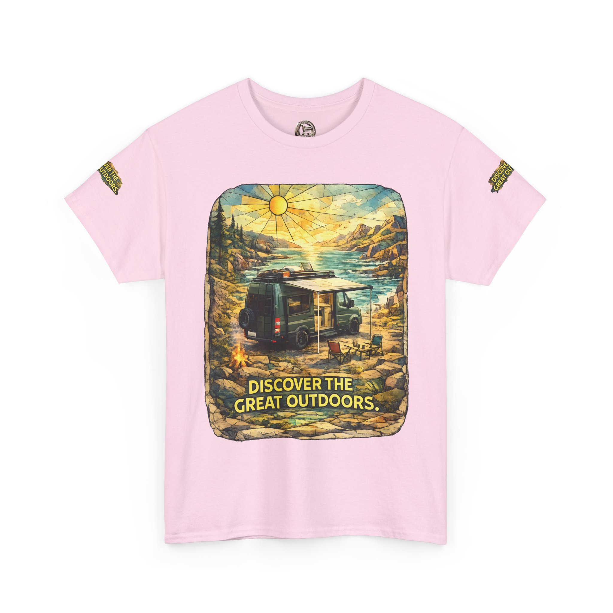 Unisex Heavy Cotton Tee — "Discover The Great Outdoors" Design Cubic-Line