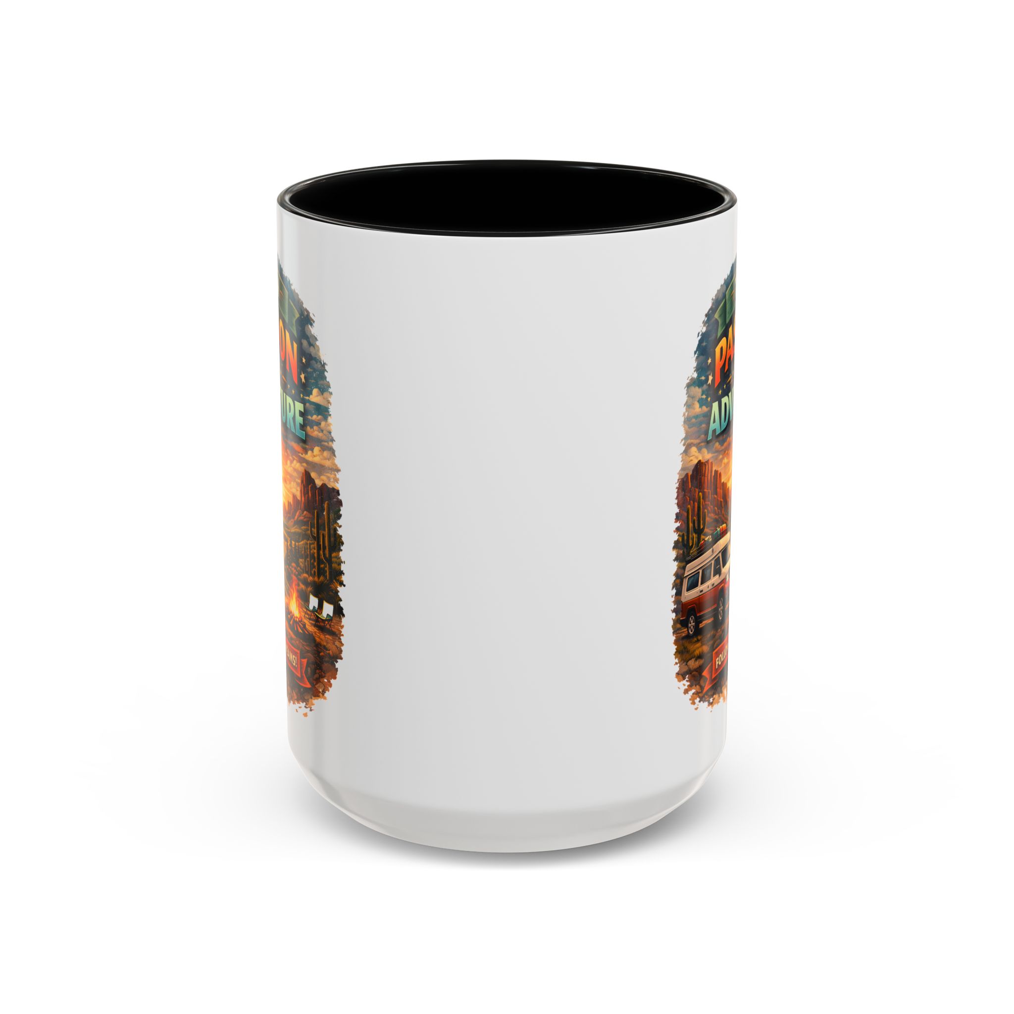 Accent Coffee Mug (11, 15oz) — "Turn Passion Into Adventure" Design Scenic-Line