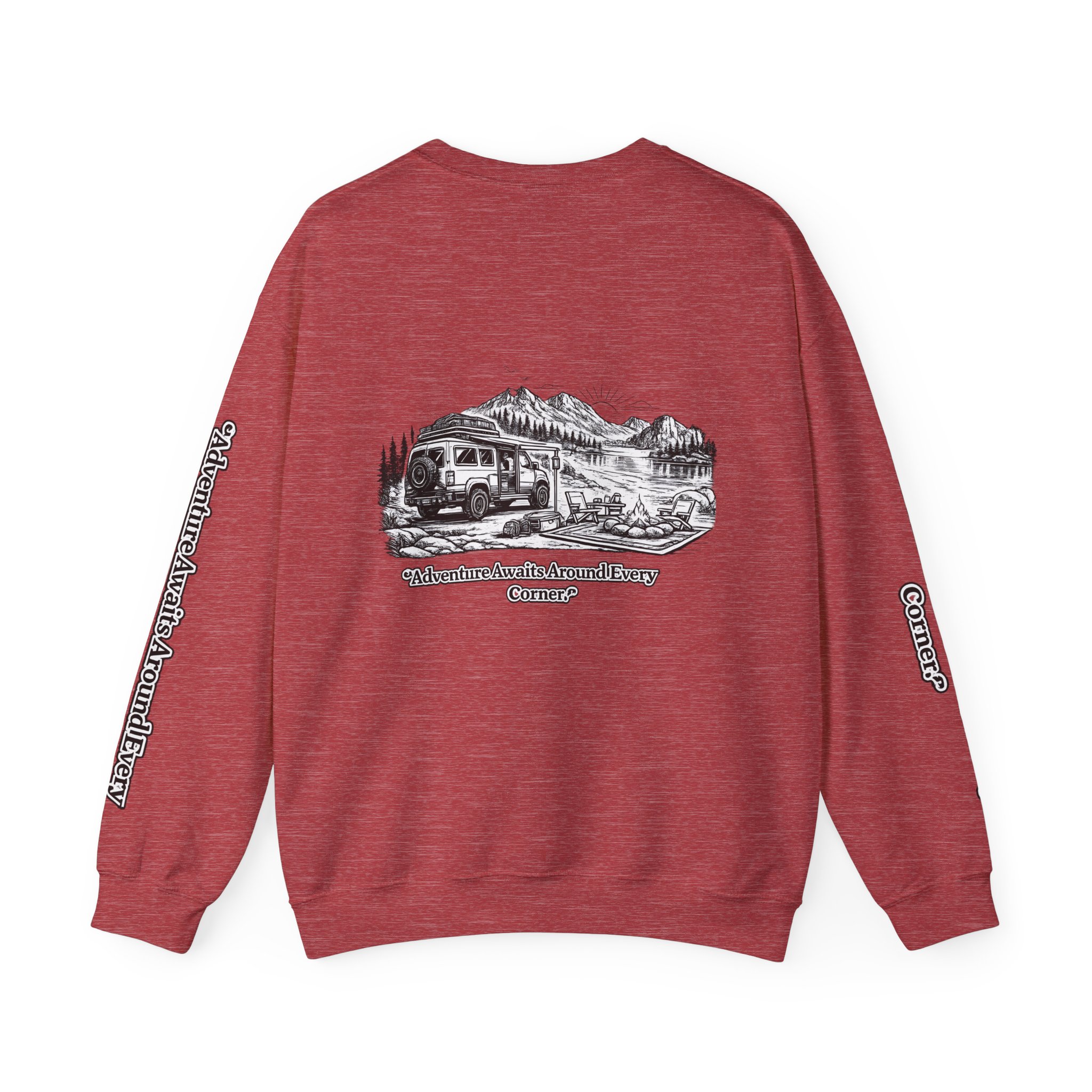 6232877210605337163_2048.jpeg Unisex Heavy Blend™ Crewneck Sweatshirt — "Adventure Awaits Around Every Corner" Design Minimal-Line