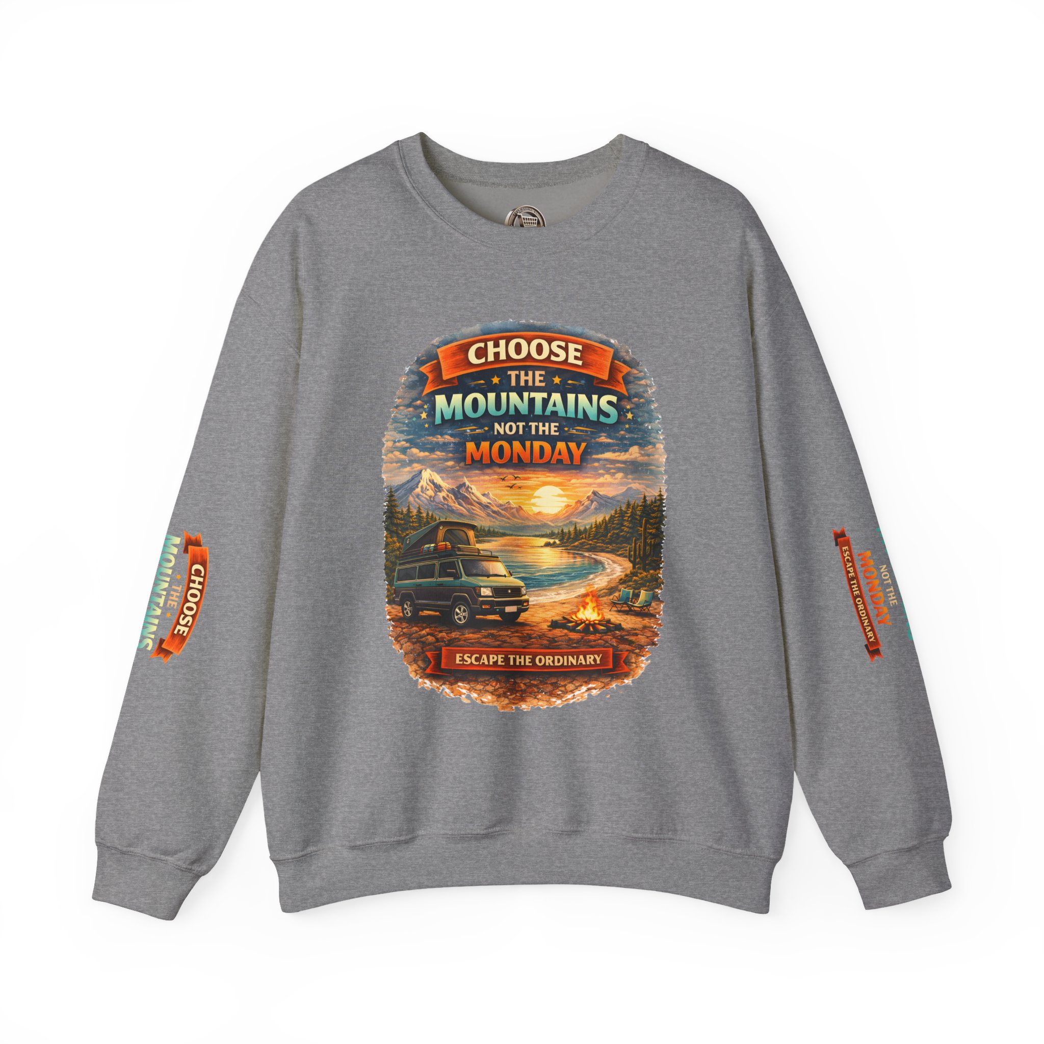 Unisex Heavy Blend™ Crewneck Sweatshirt — "Choose The Mountens" Design Scenic-Line