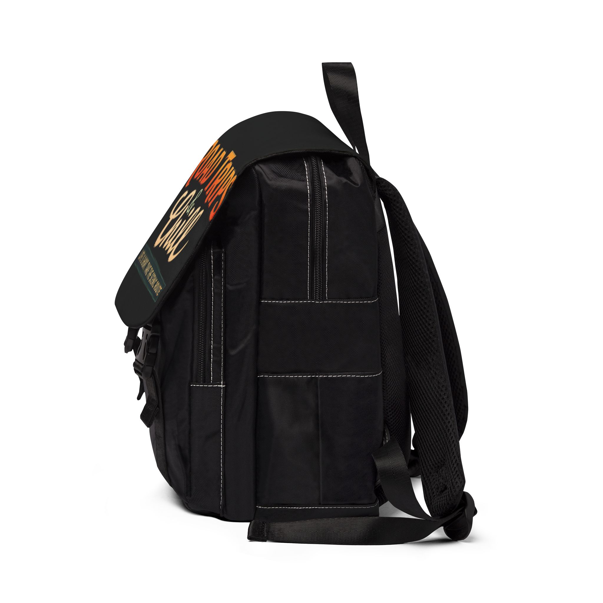 Unisex Casual Shoulder Backpack—"Road Trips And Chill" Design Scenic-Line(Campervan)