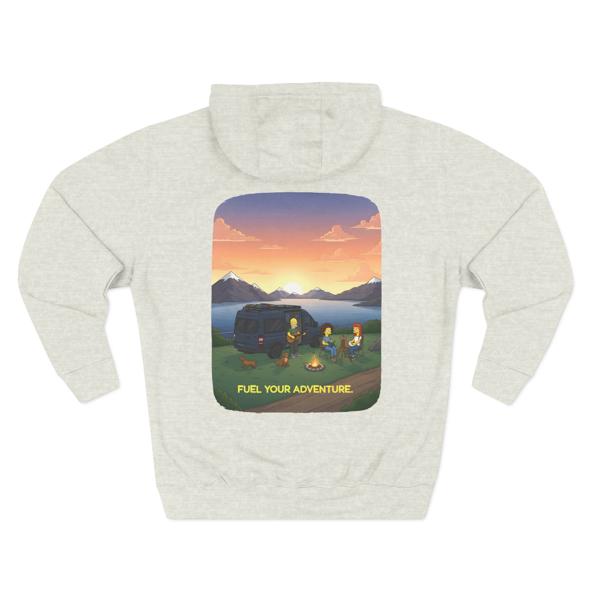Three-Panel Fleece Hoodie - "Fuel Your Adventure" Design Sitcom-Line