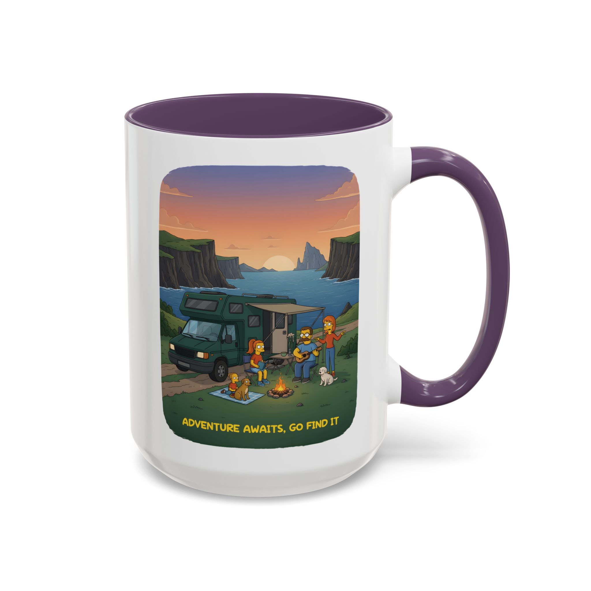 Accent Coffee Mug (11, 15oz) — "Adventure Awaits-Go Find It"" Design Sitcom-Line