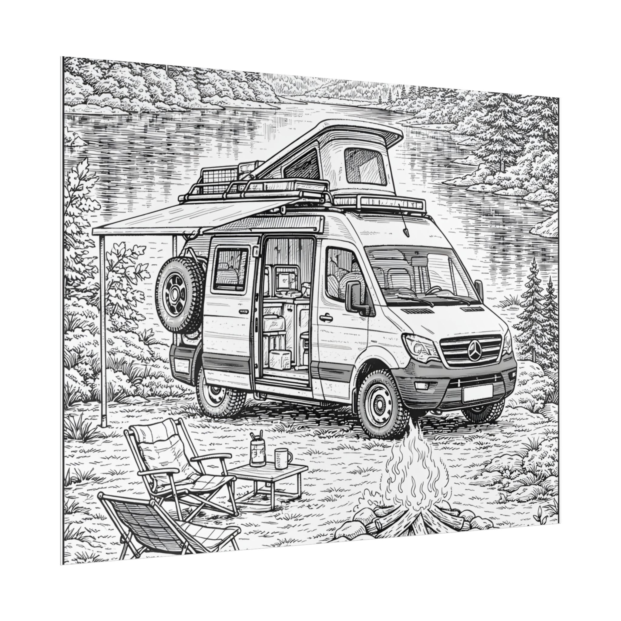 Campervan Poster — Vintage RV Camping Landscape Wall Art