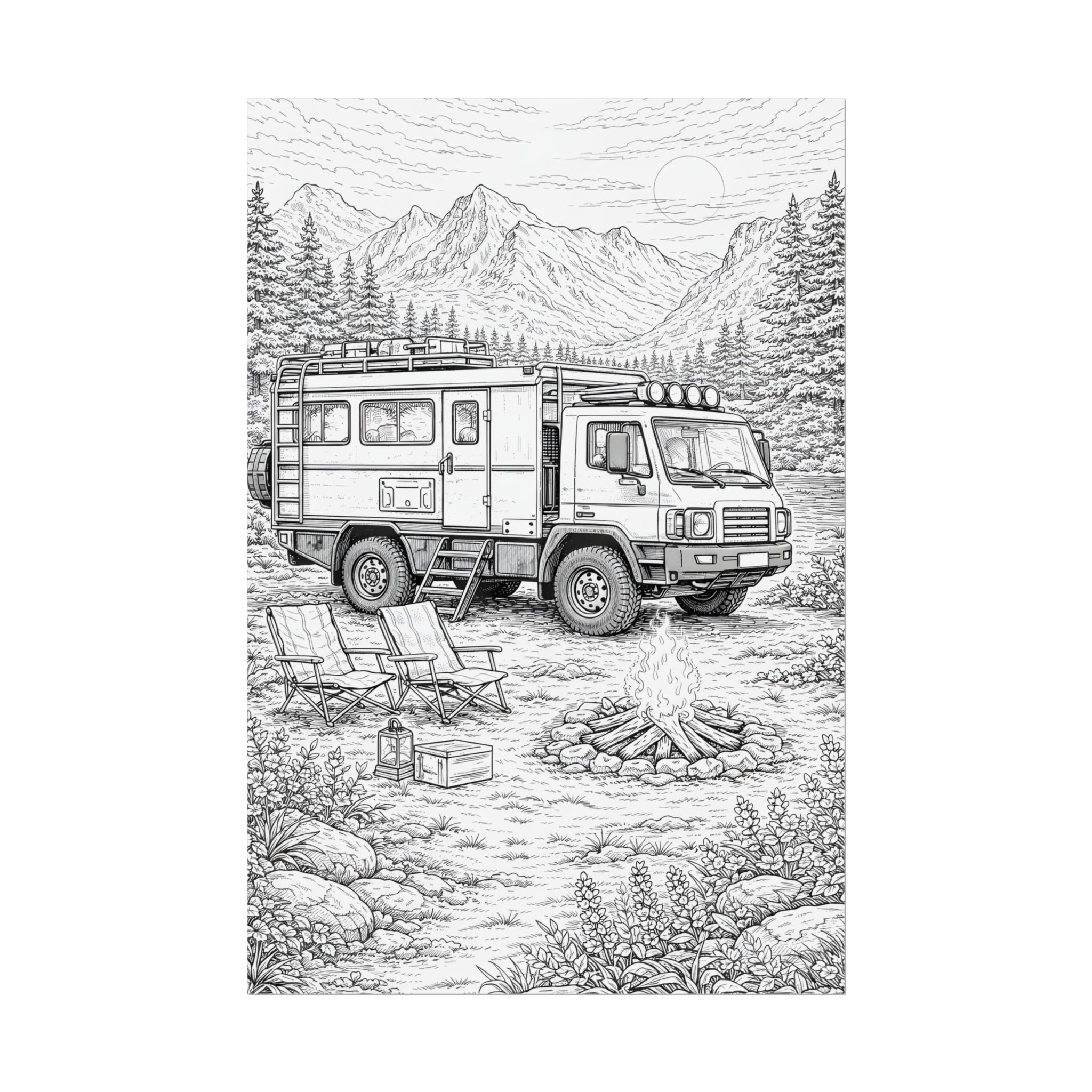 Campervan Poster — Vintage RV Camping Landscape Wall Art