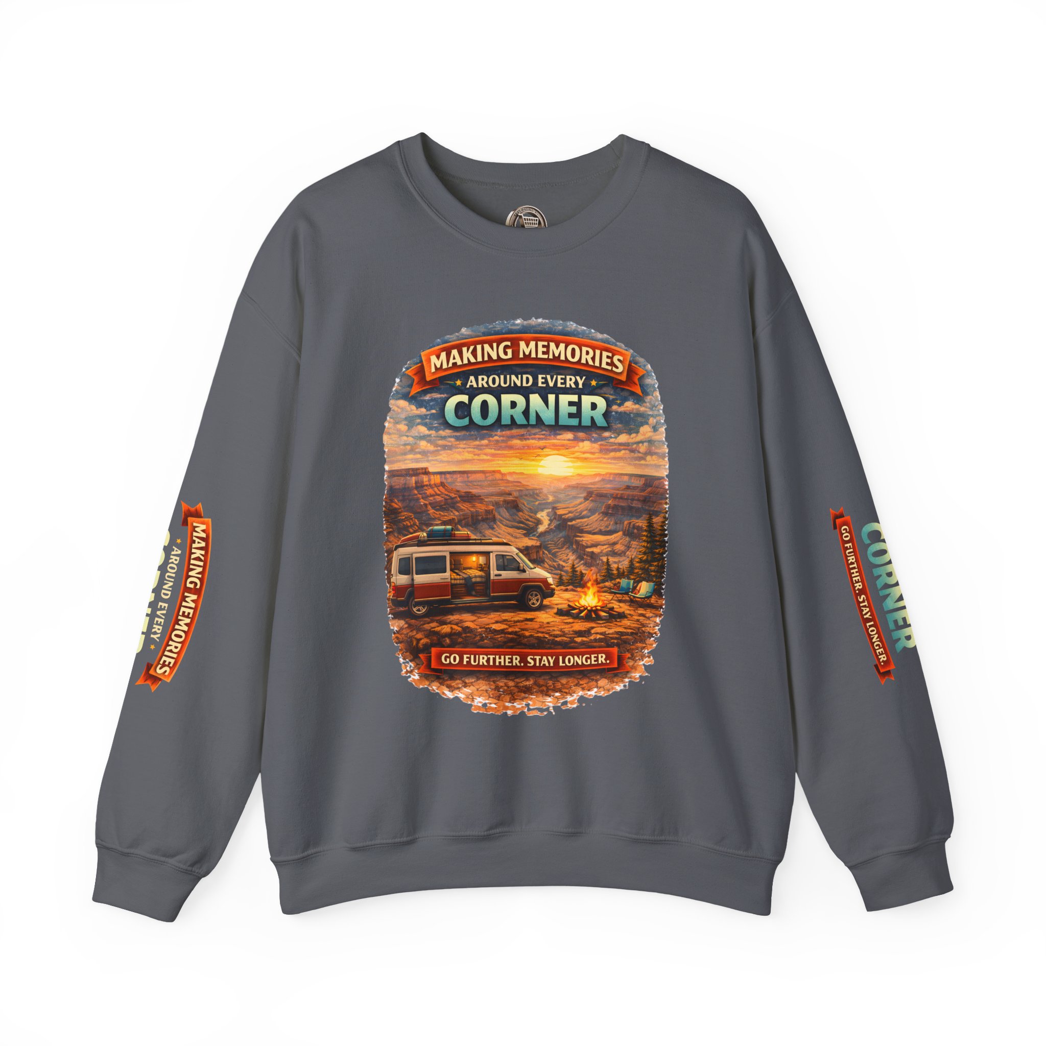 Unisex Heavy Blend™ Crewneck Sweatshirt — "Making Memories Around Every Corner" Design Scenic-Line
