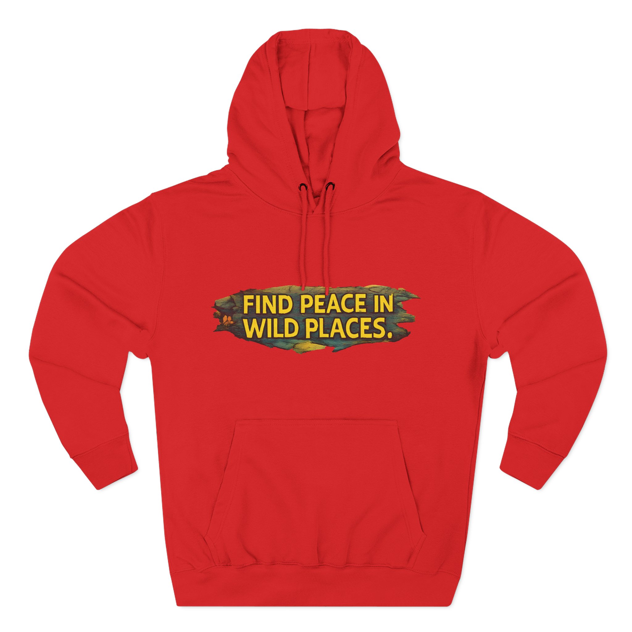 Three-Panel Fleece Hoodie - "Find Peace In Wild Places" Design Cubic-Line