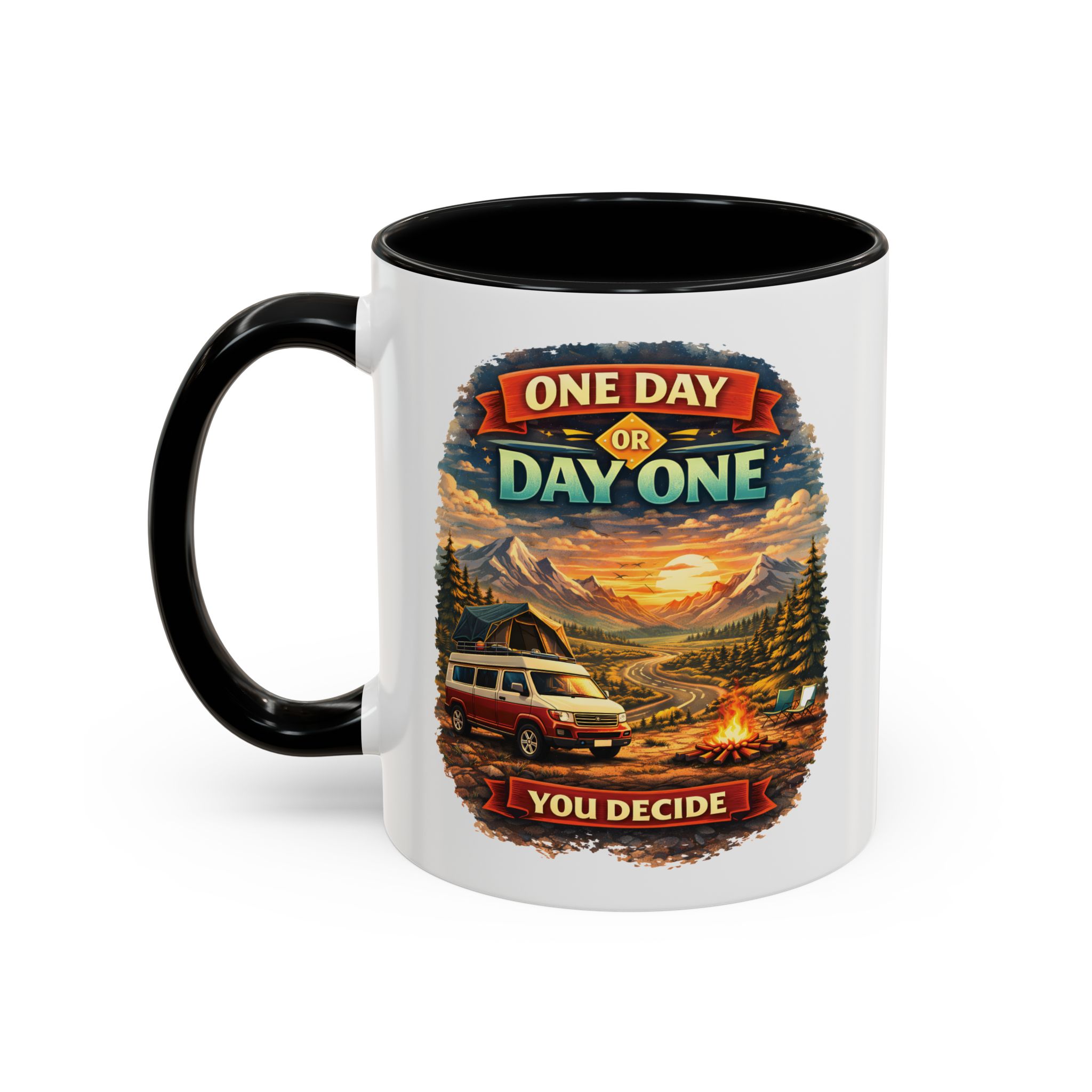 Accent Coffee Mug (11, 15oz) — "One Day Or Day One" Design Scenic-Line
