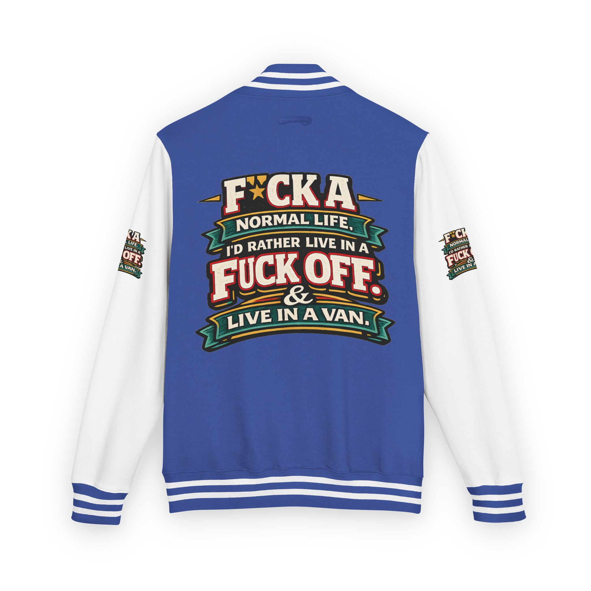 Unisex Heavyweight Letterman Jacket — "Fuck A Normal Life" Design F**K-Line