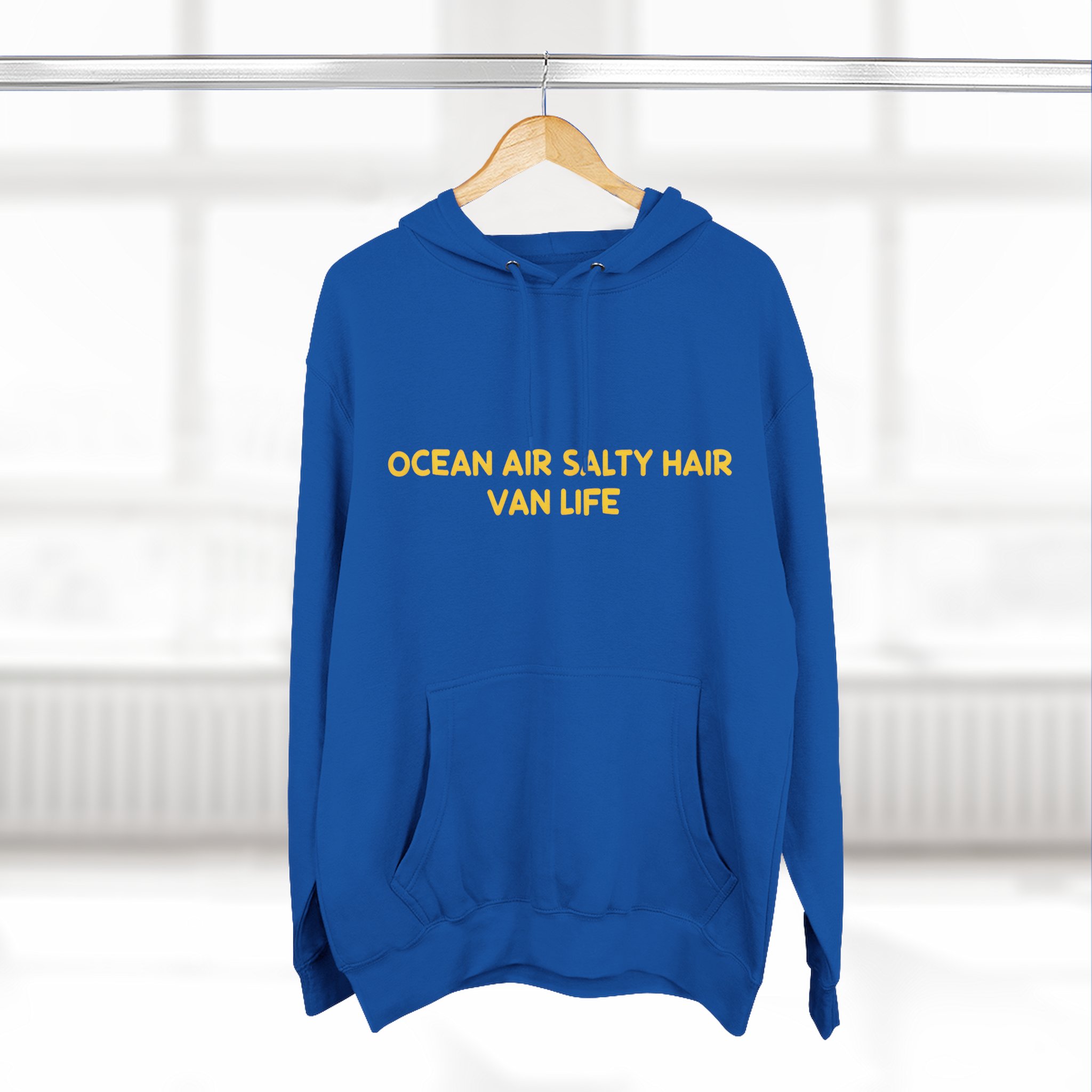 Three-Panel Fleece Hoodie - "Ocean Air Salty Hair Van Life" Design Sitcom-Line