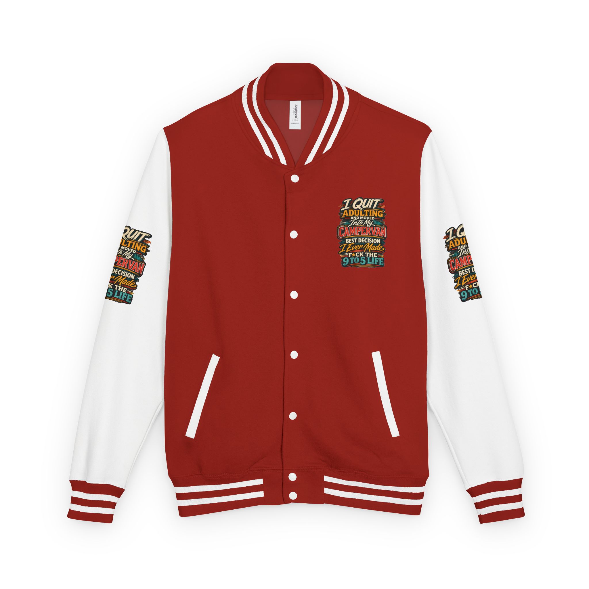 6265382435739599988_2048-1.jpeg Unisex Heavyweight Letterman Jacket — "I Quit Adulting" Design F**K-Line